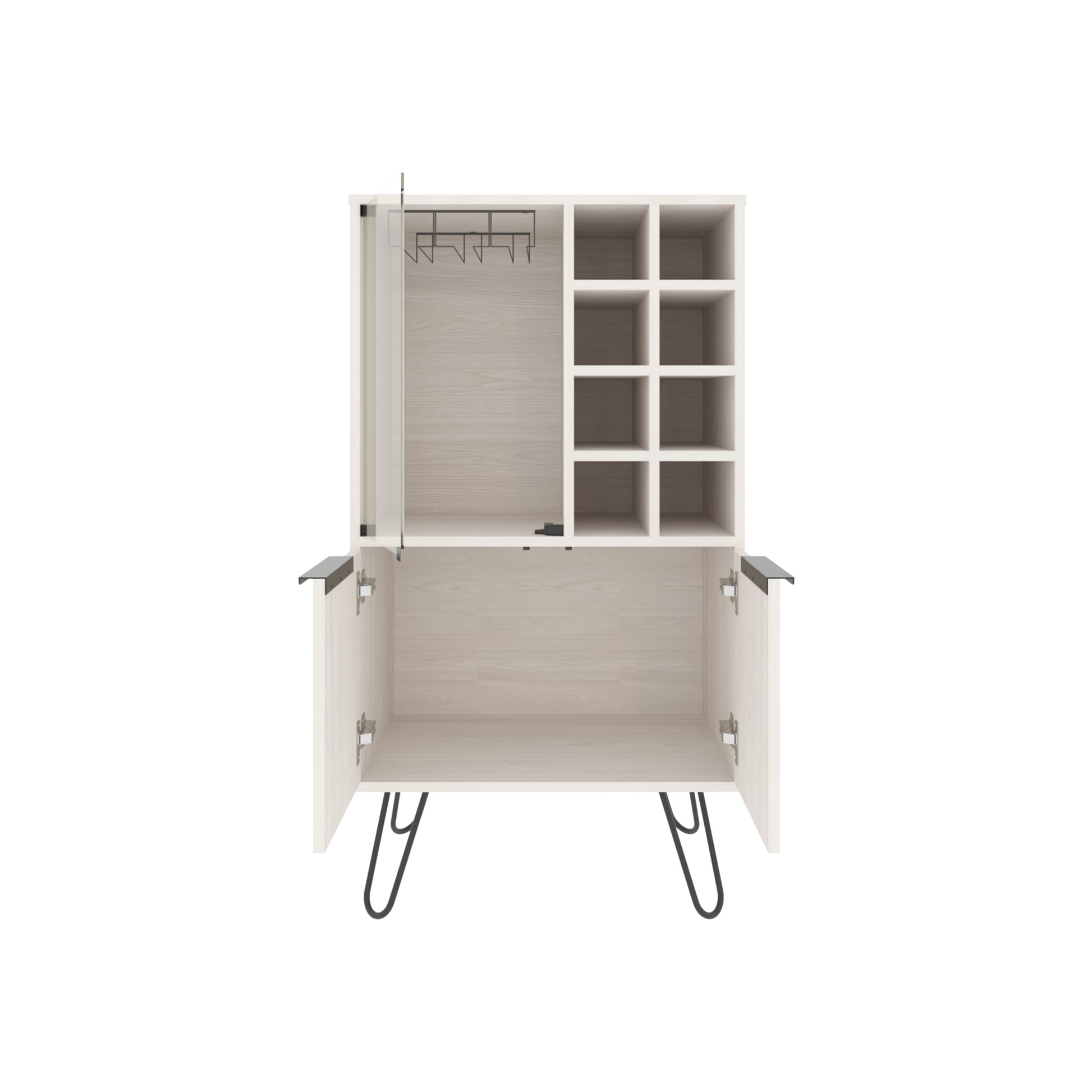 Modern bar cabinet with wine rack and glass door