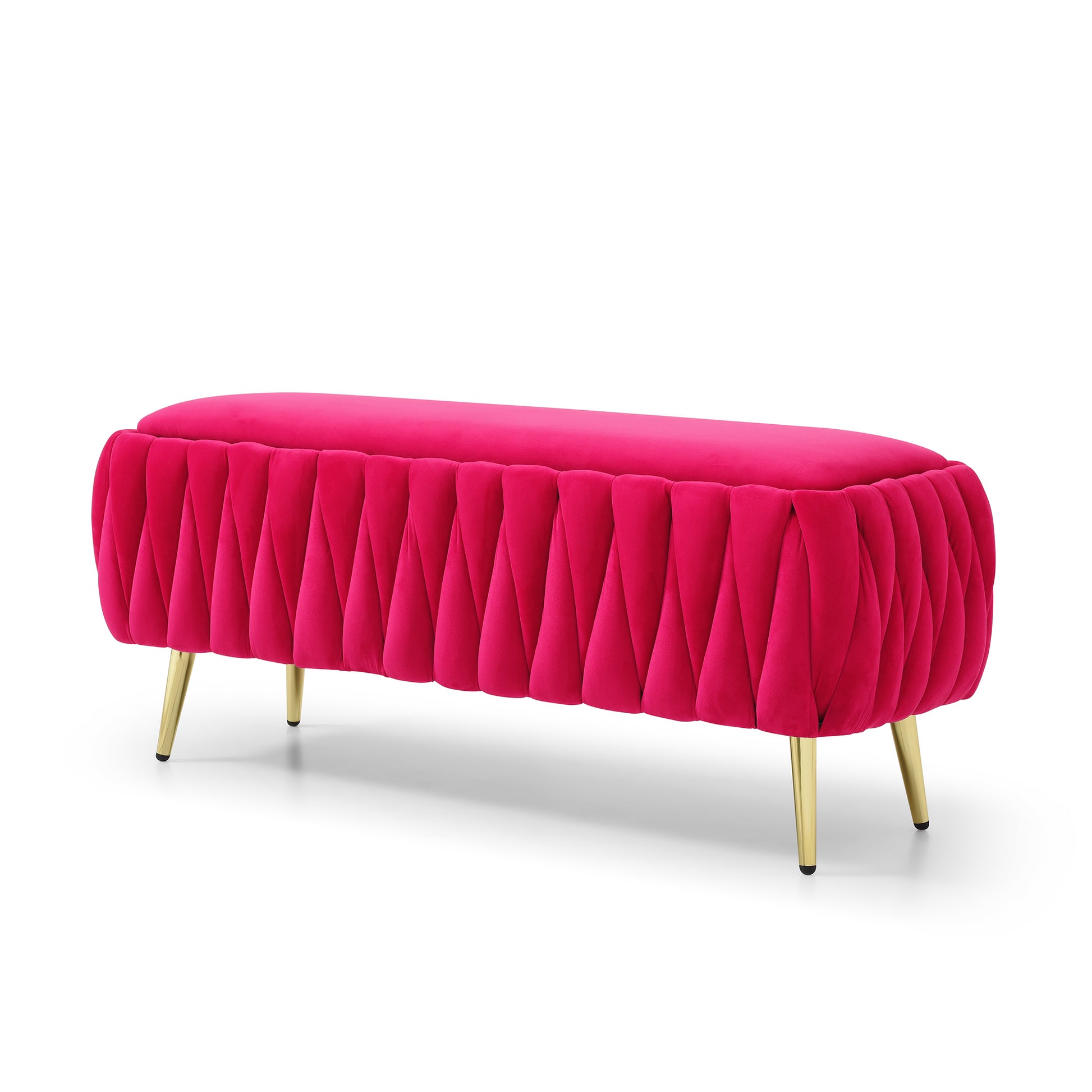 Pink velvet bench with gold legs