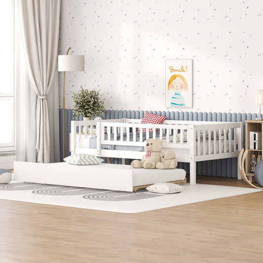 White wooden twin daybed with trundle perfect for childrens bedroom