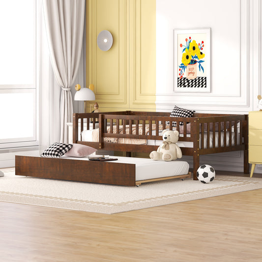 Dark brown wooden twin daybed with pullout trundle perfect for guest rooms