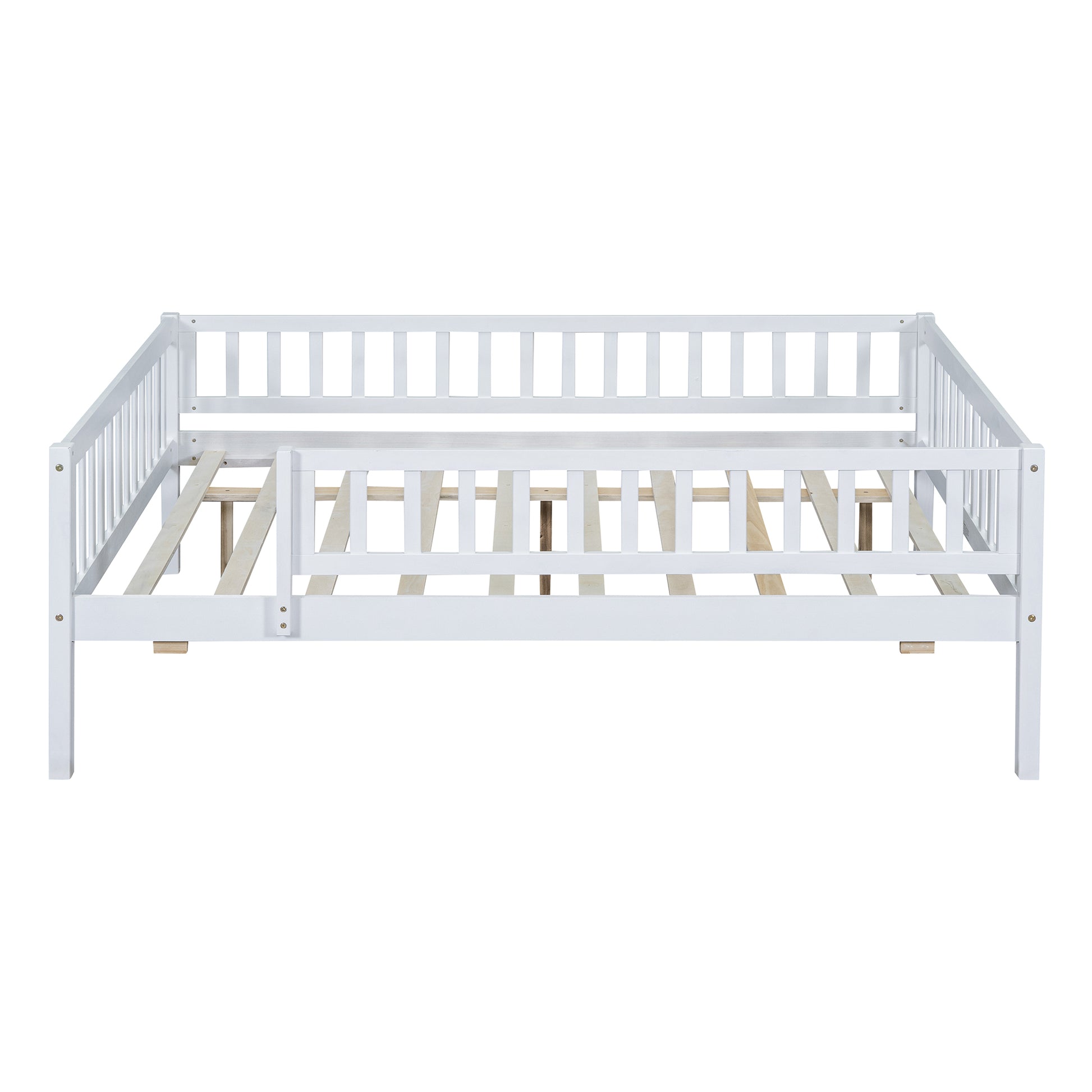 White wooden daybed frame with slatted base