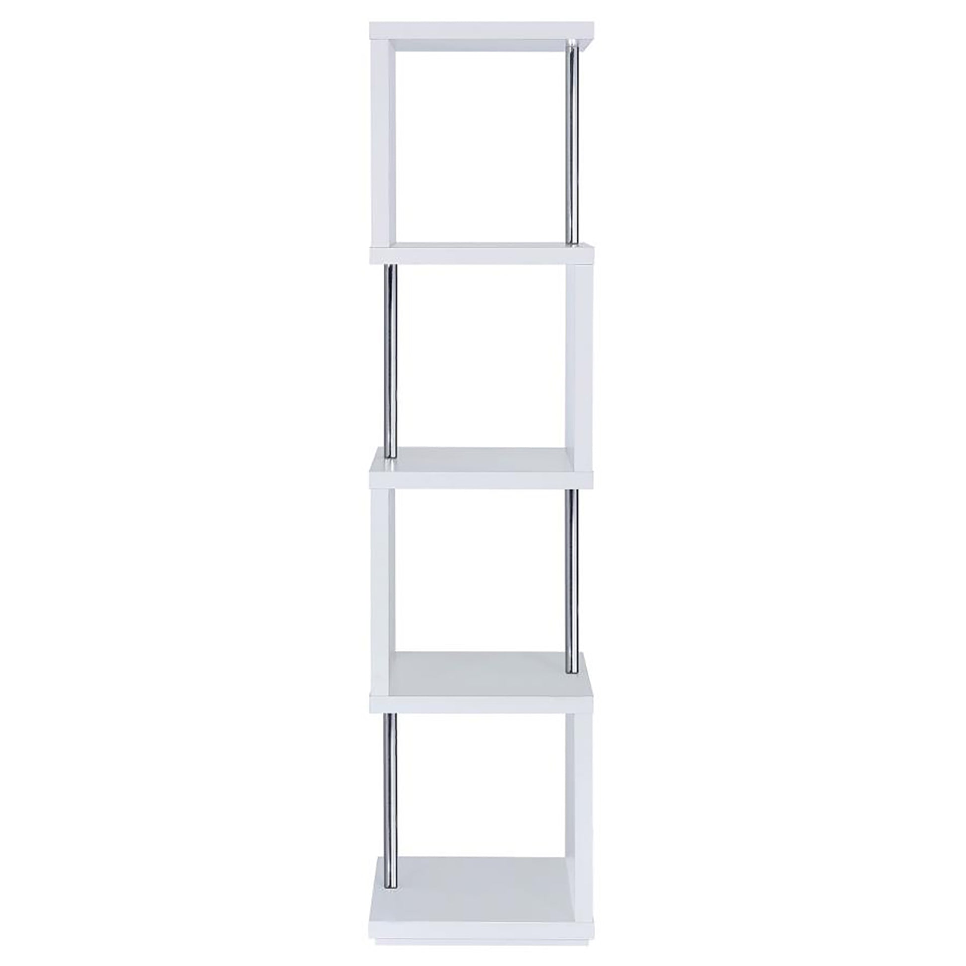 White cube shelf with silver poles