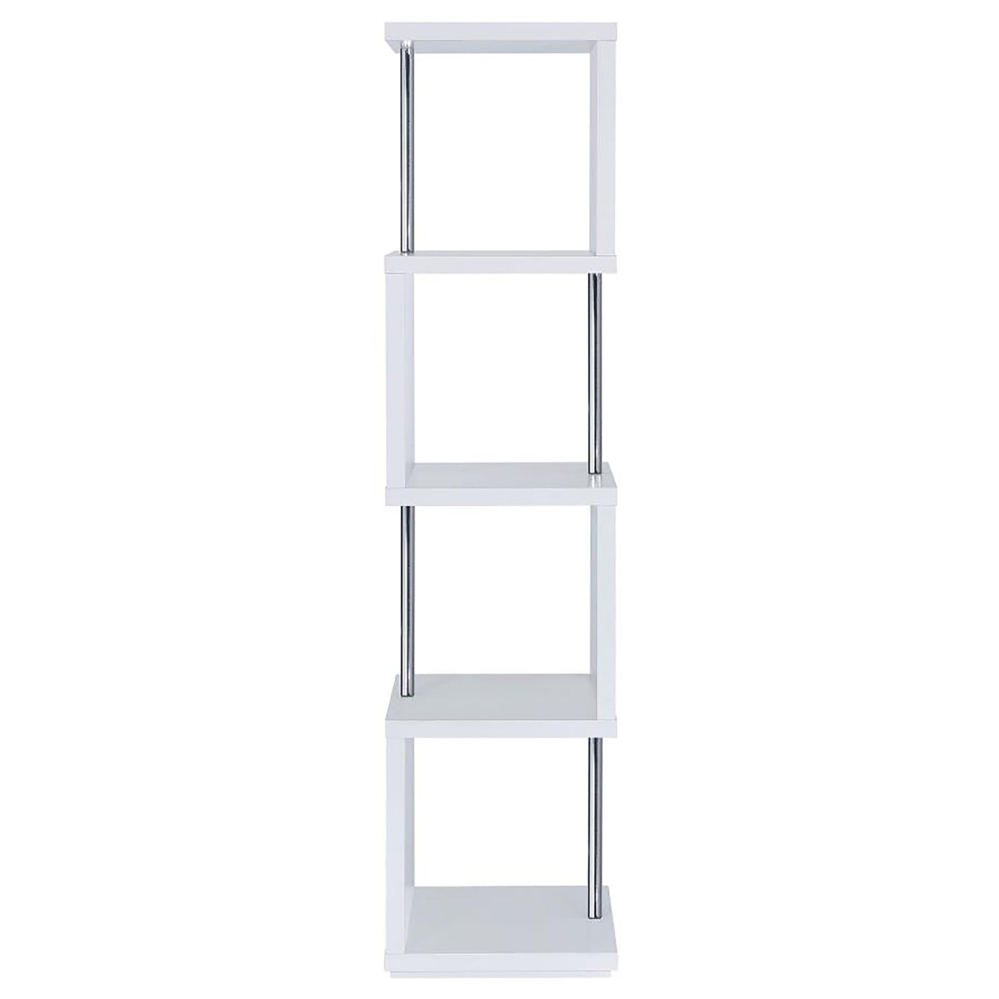 White fourtier zigzag shelf with chrome supports