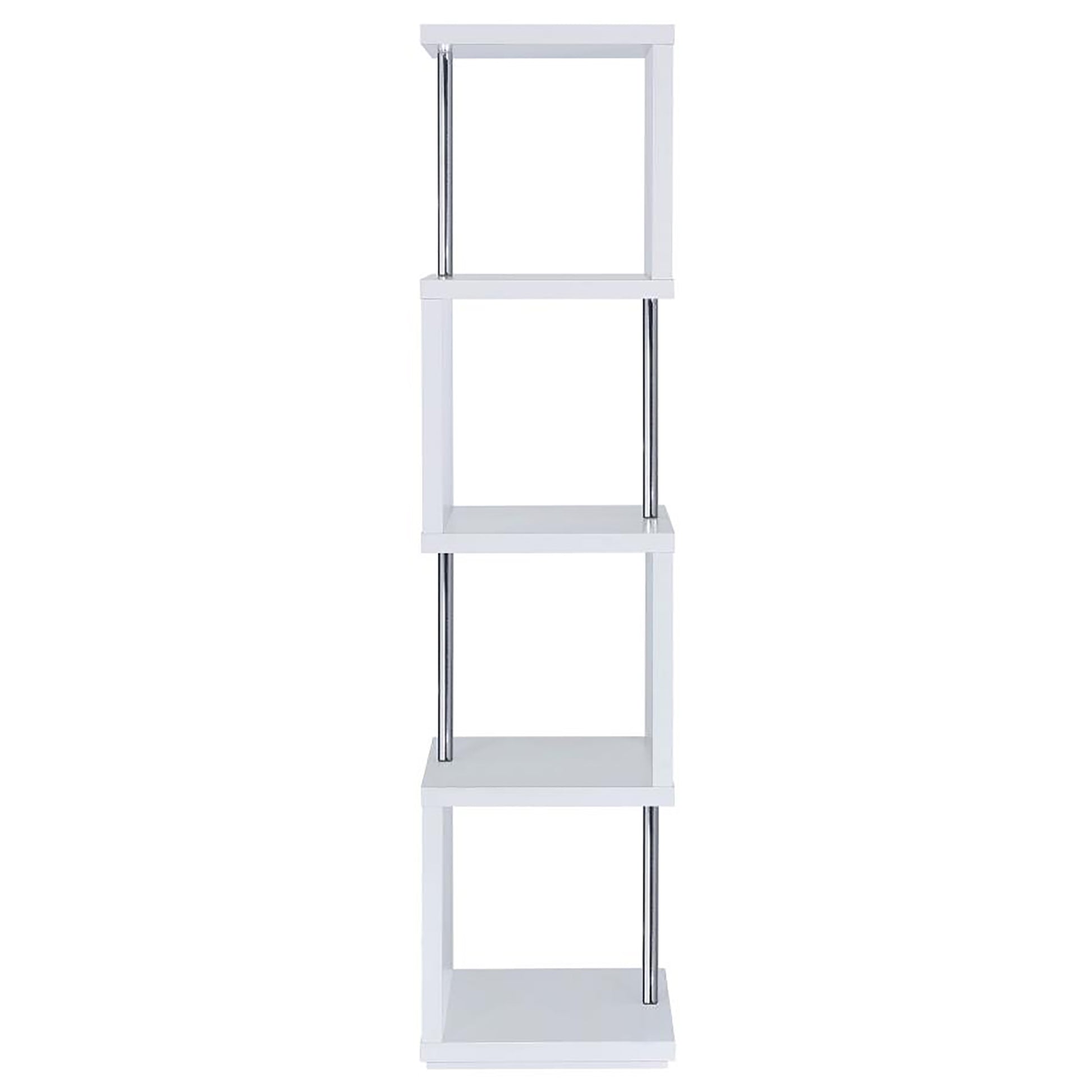 White fourtier zigzag shelf with chrome supports