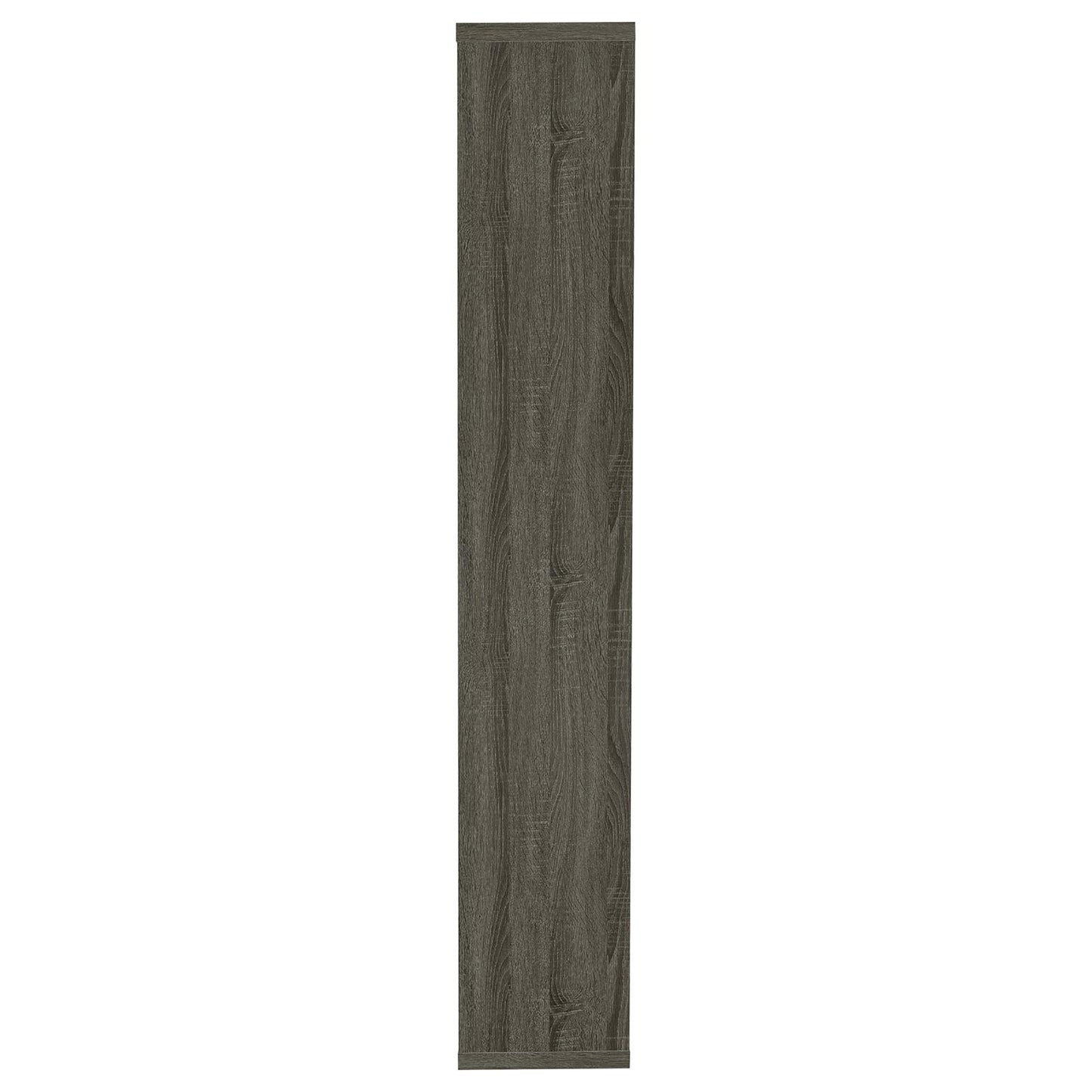 Dark gray woodgrain laminate bookshelf side panel