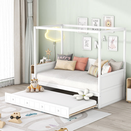 White canopy daybed with pullout trundle