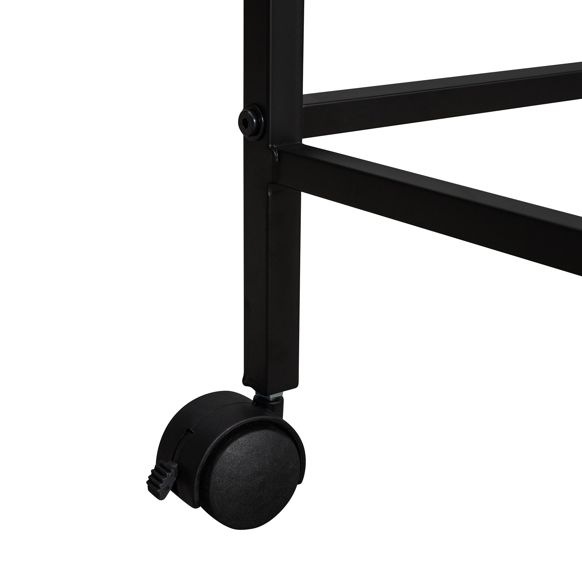 Black metal cart caster with locking mechanism