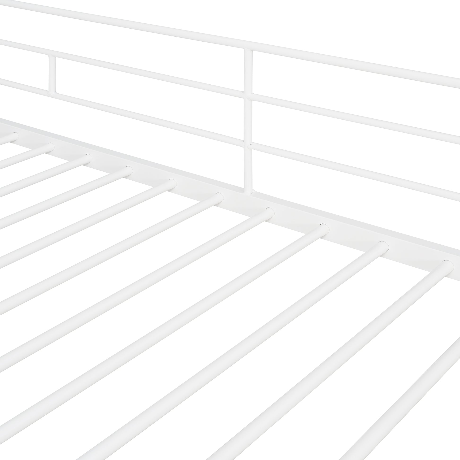 White metal bed frame slats