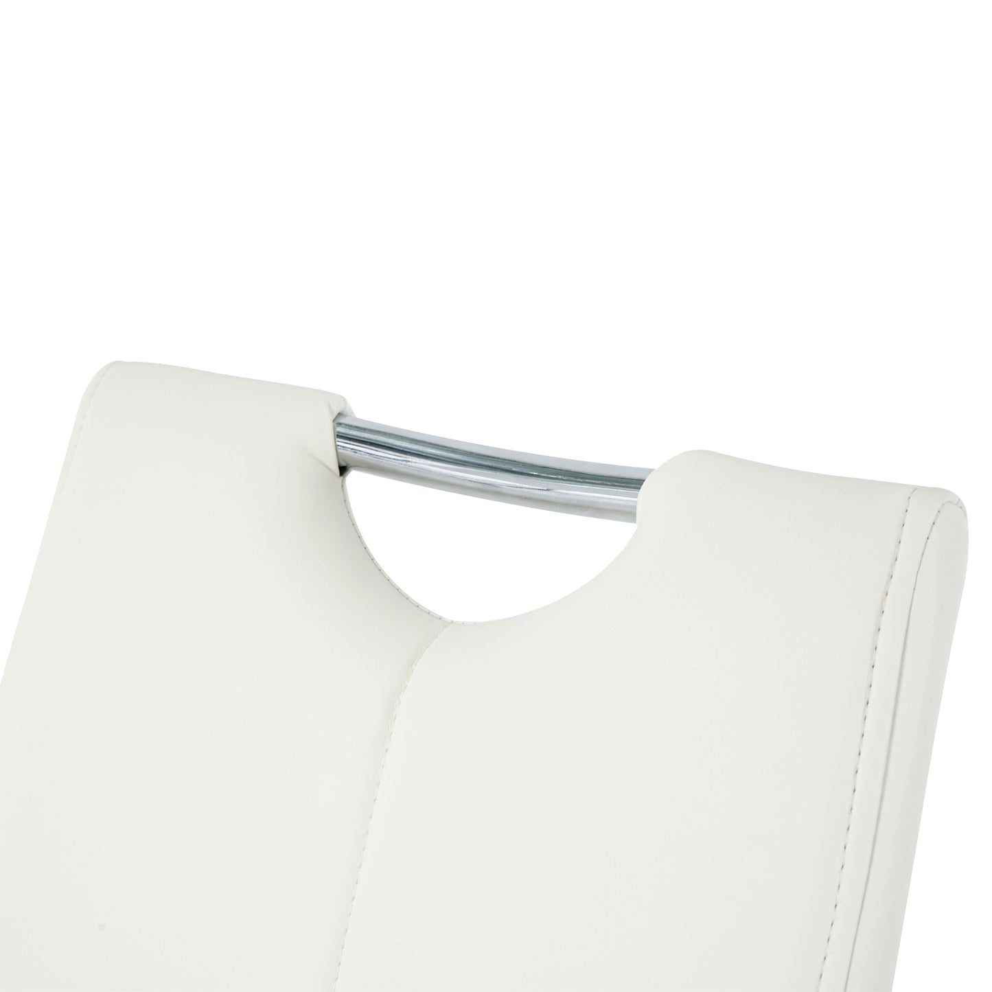 White faux leather bar stool with chrome accents