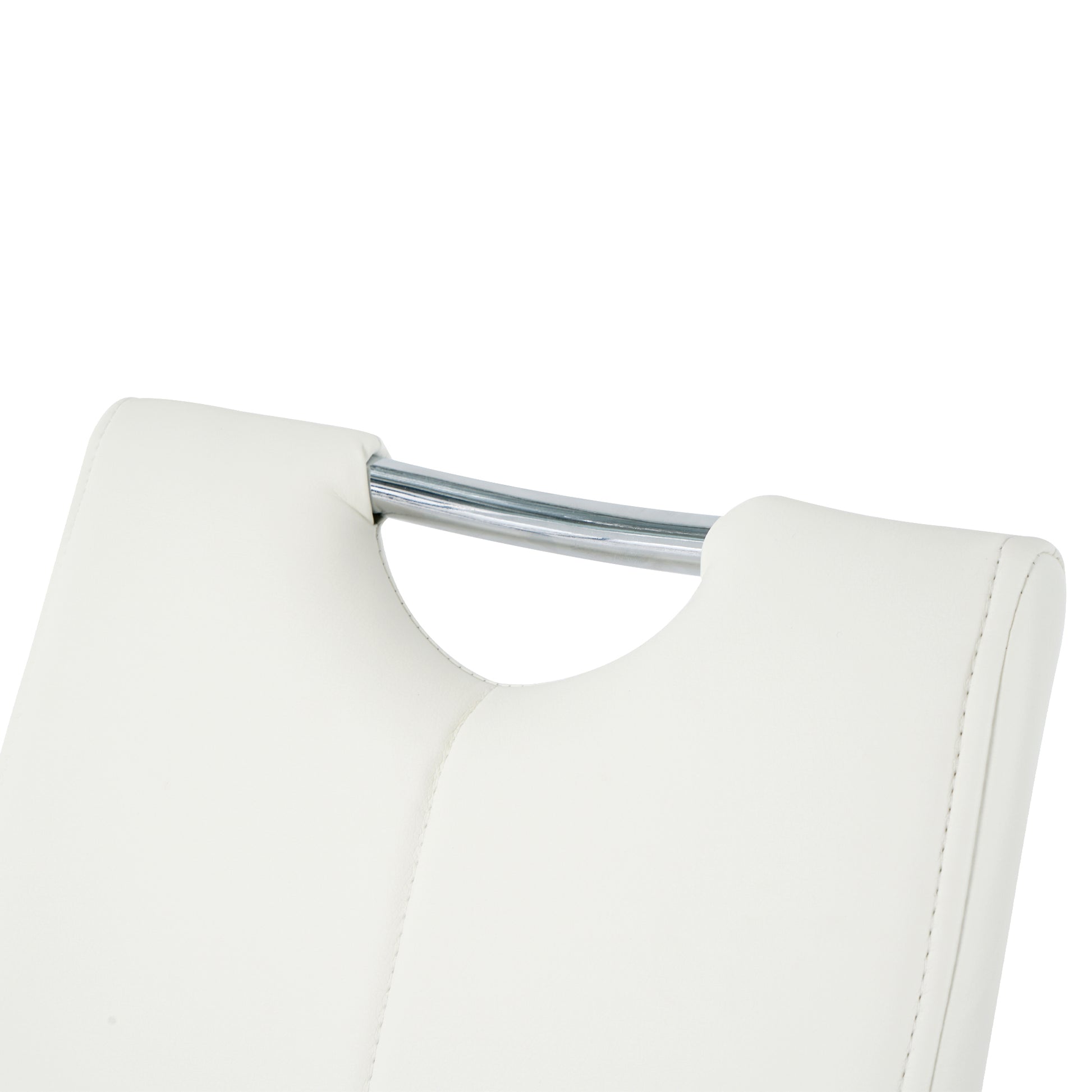 White faux leather bar stool with chrome accents
