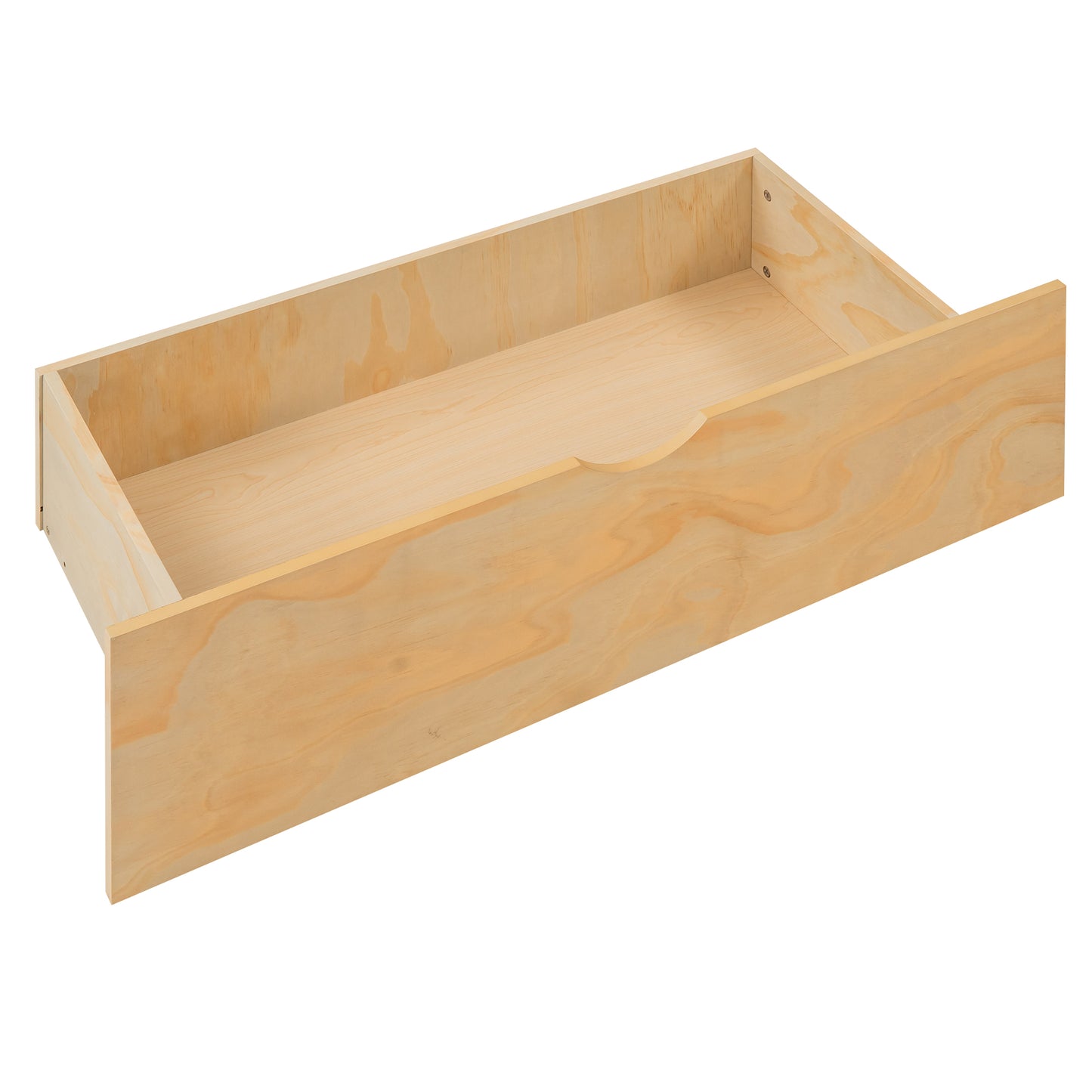 Light wood grain drawer box with open front