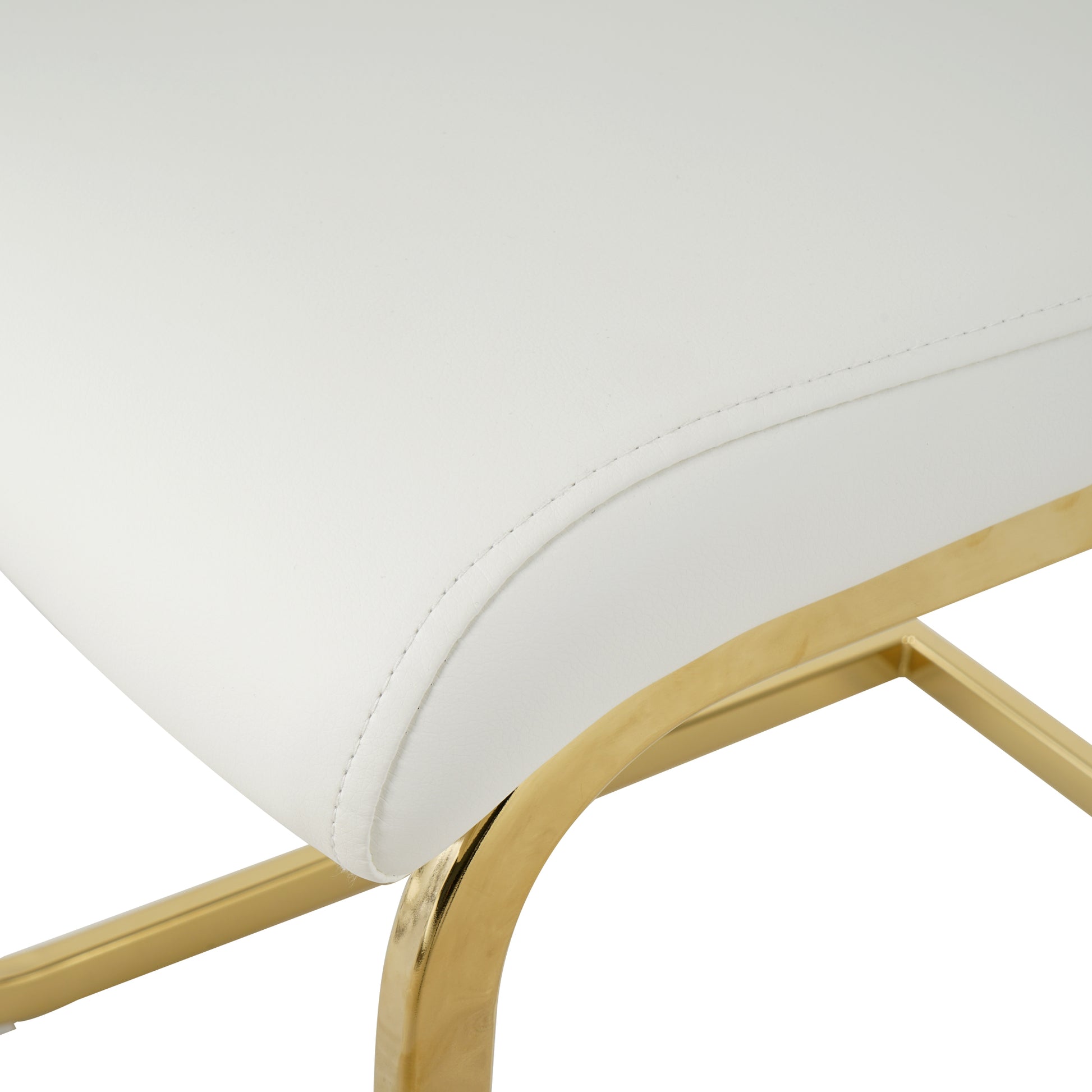 White faux leather cushion with gold metal base