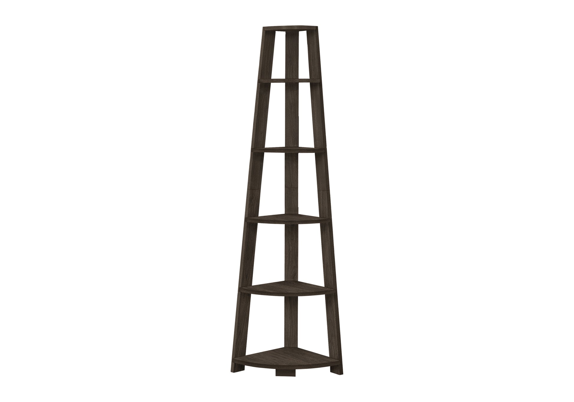 Dark wood corner shelf unit