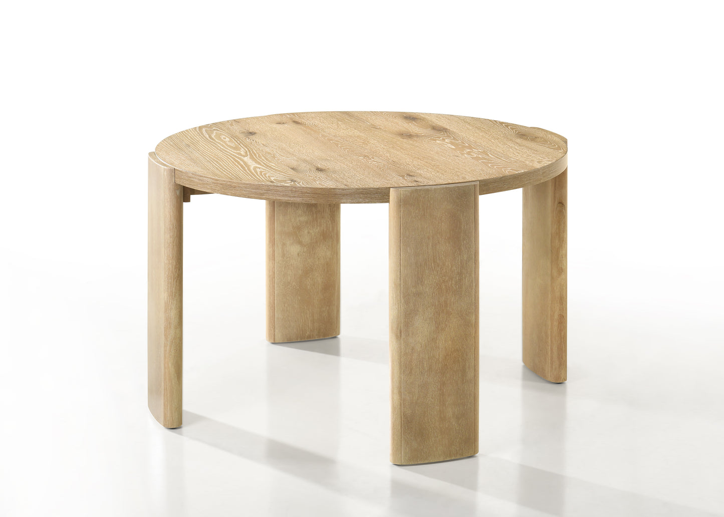 Round natural wood accent table with minimalist design