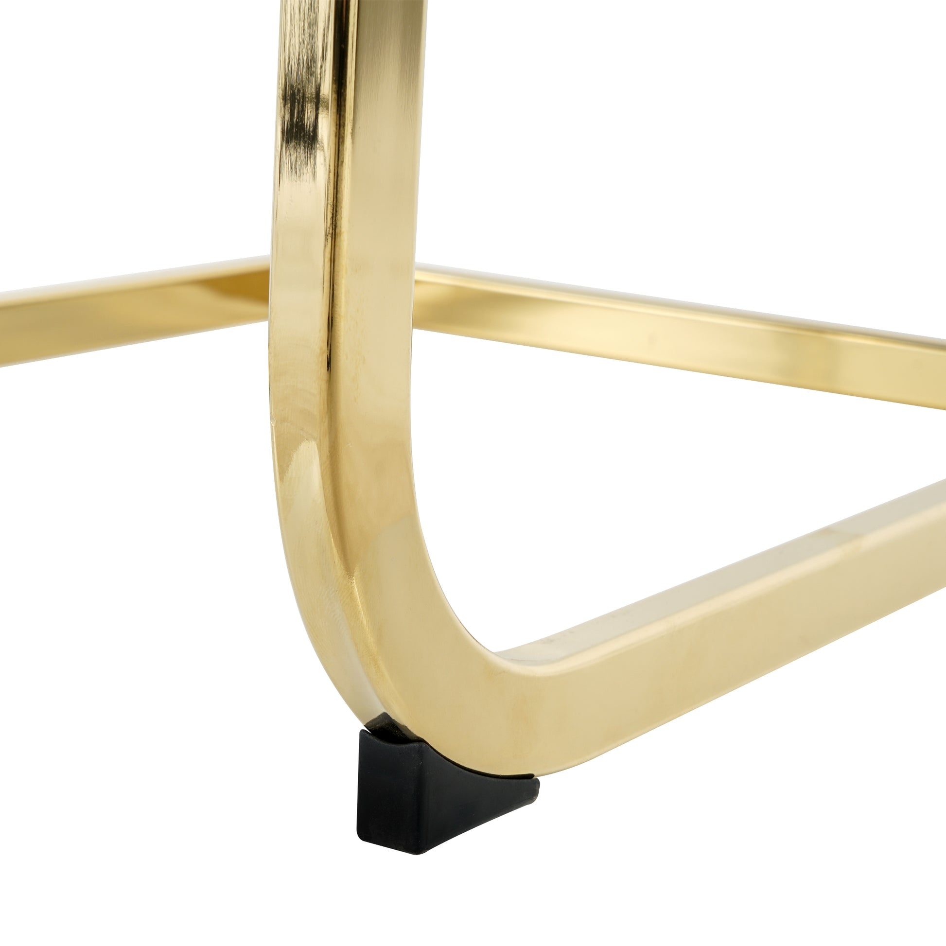 Polished brass metal leg with black foot pad