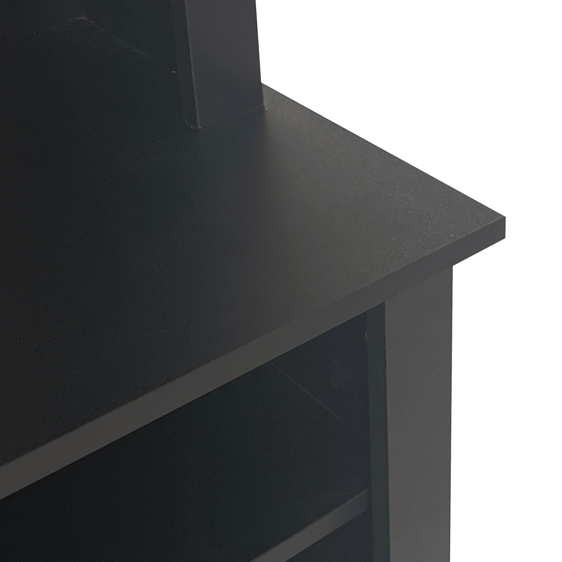 Black wooden TV stand with shelf