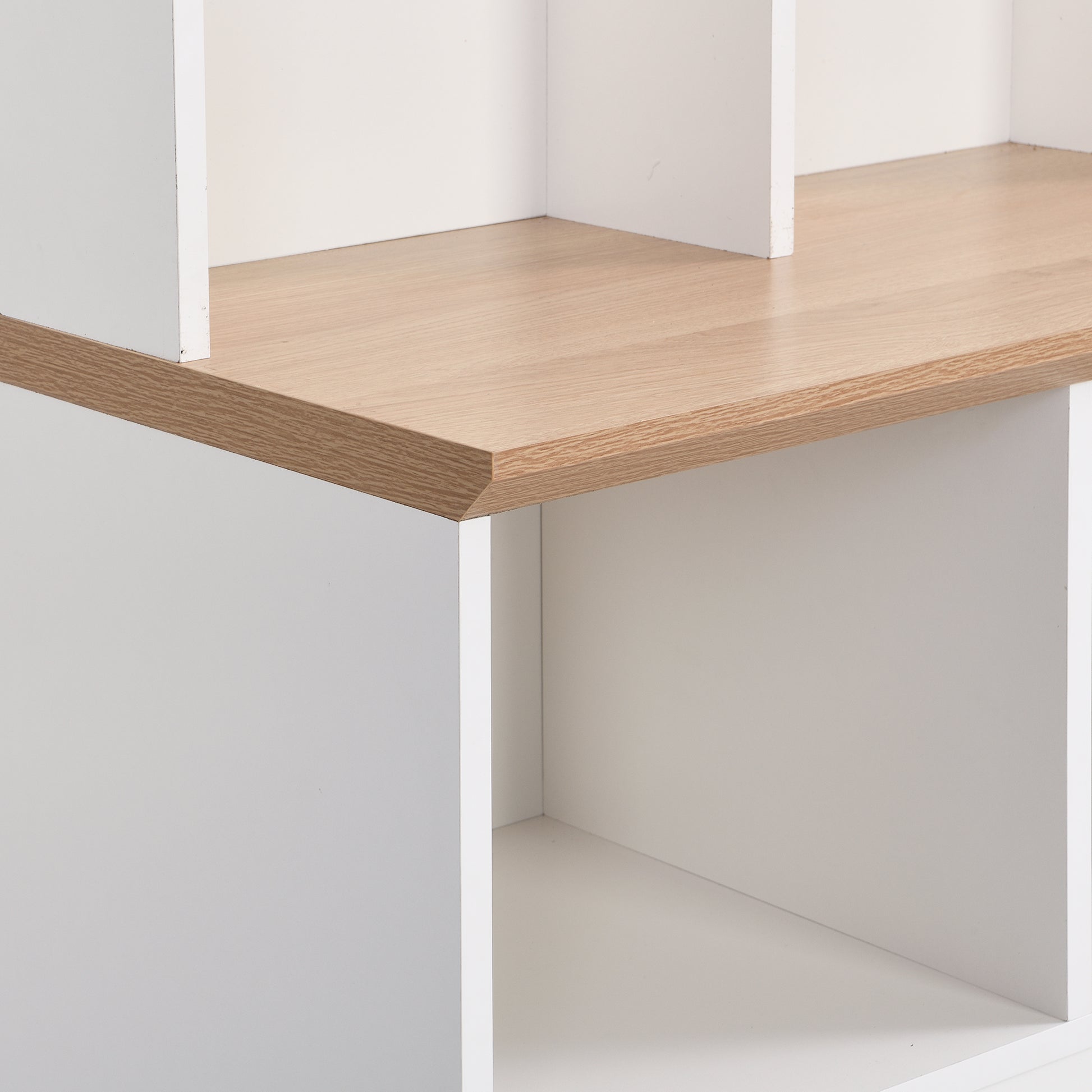 White and light wood modern cube shelf