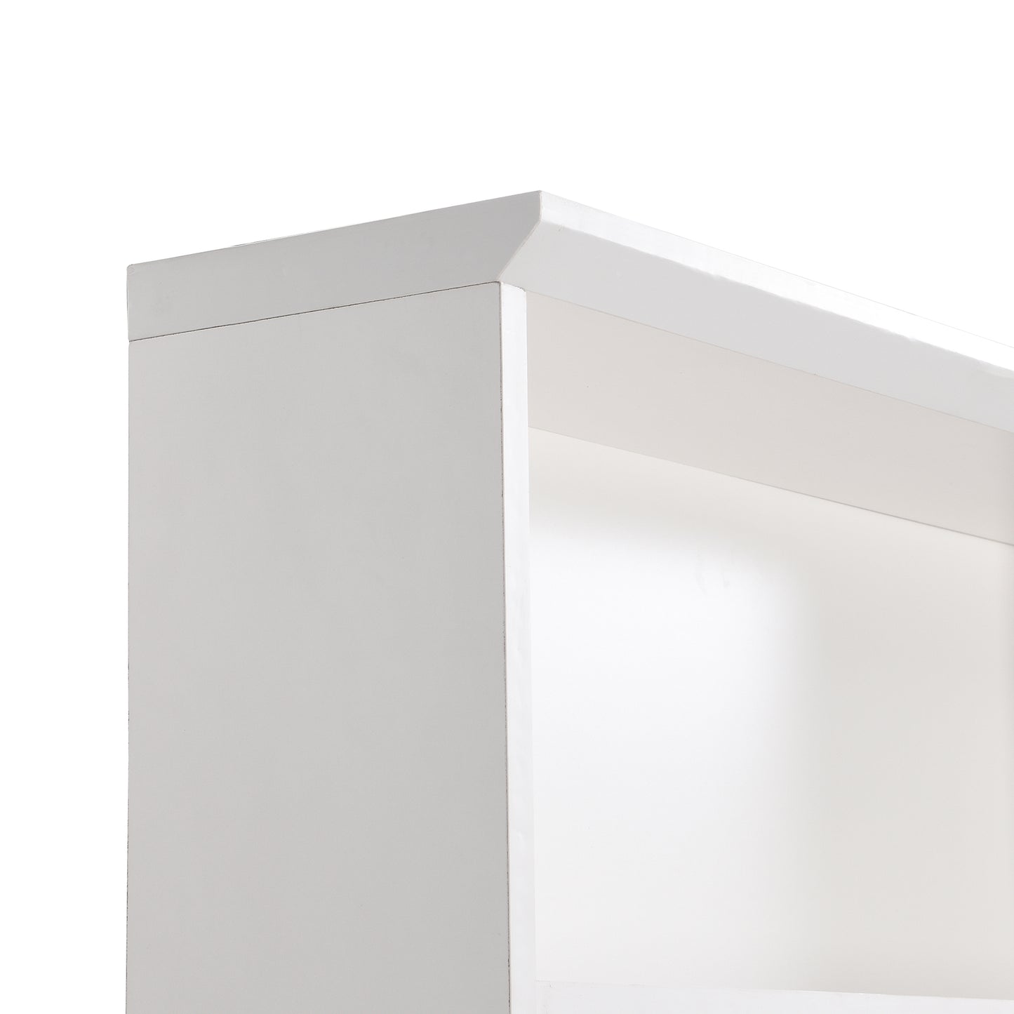 White laminate bookshelf edge detail