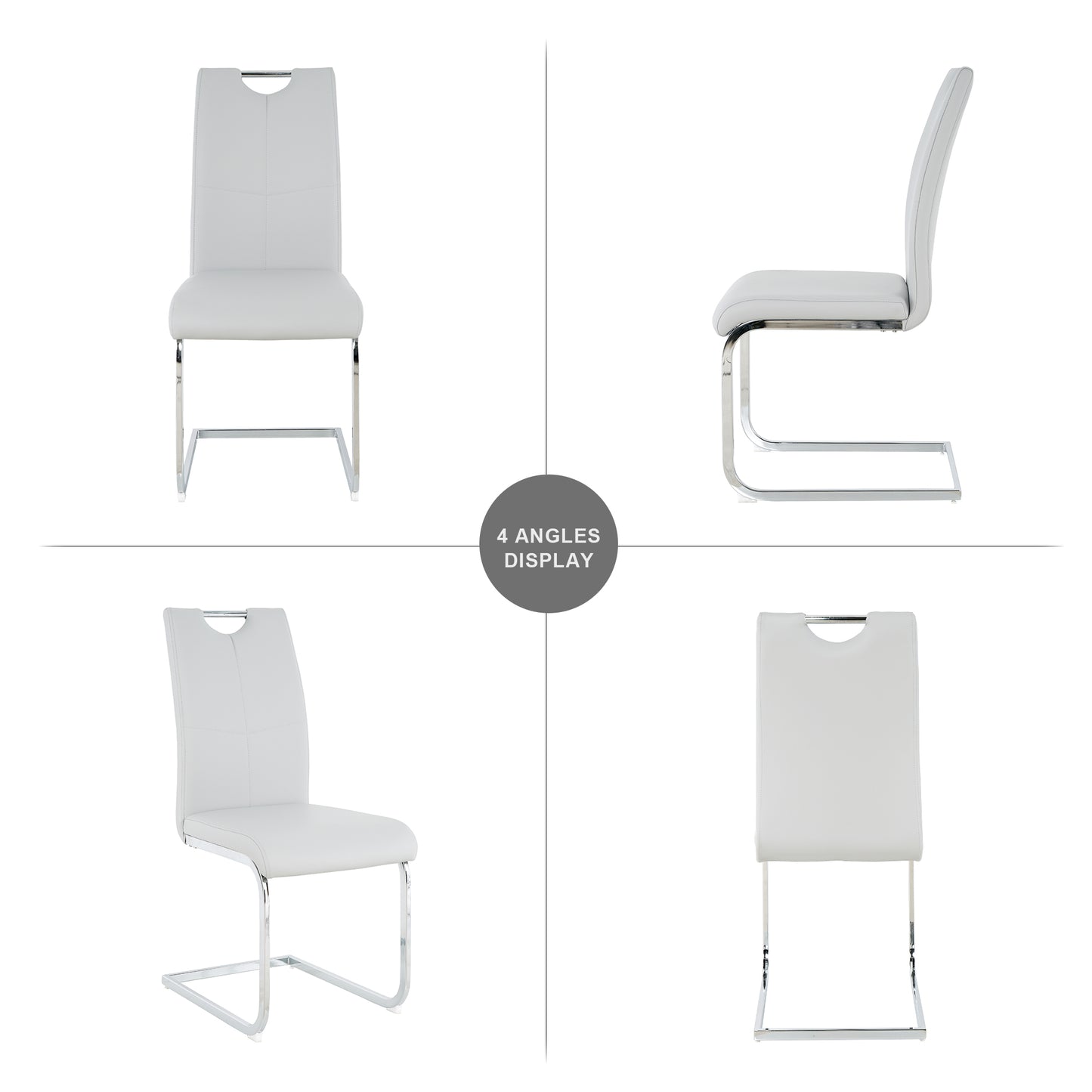 White faux leather cantilever chair with chrome base