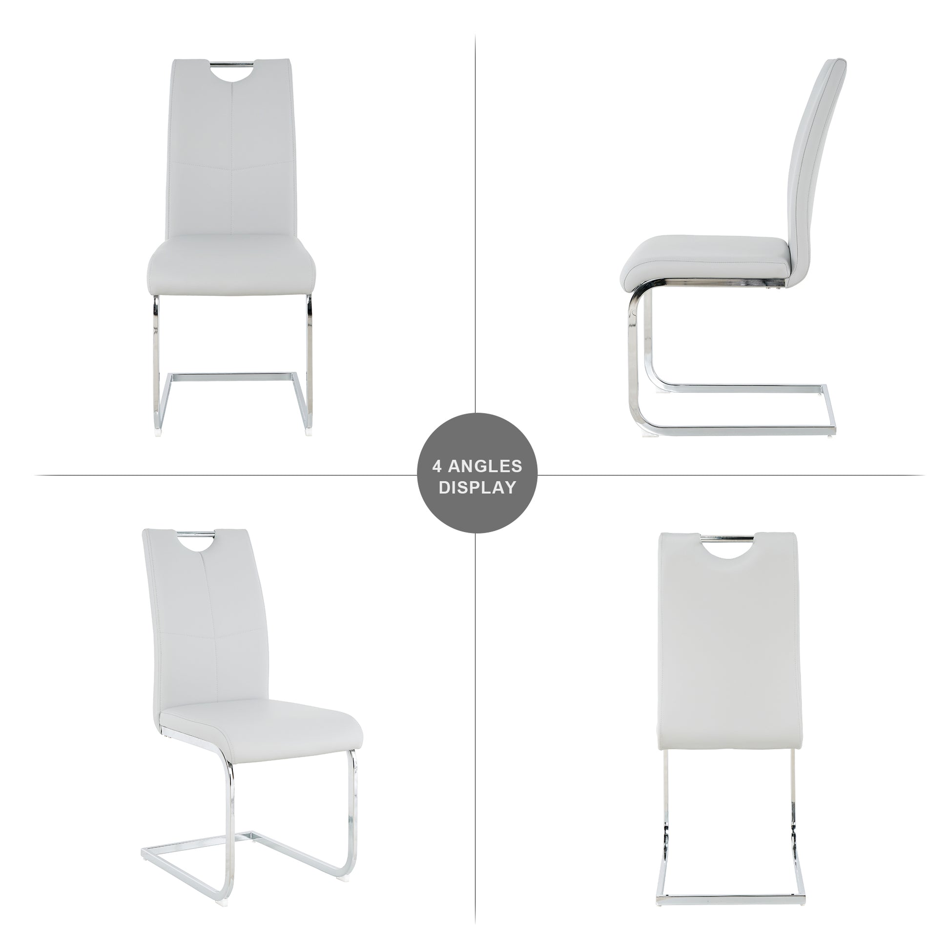 White faux leather cantilever chair with chrome base