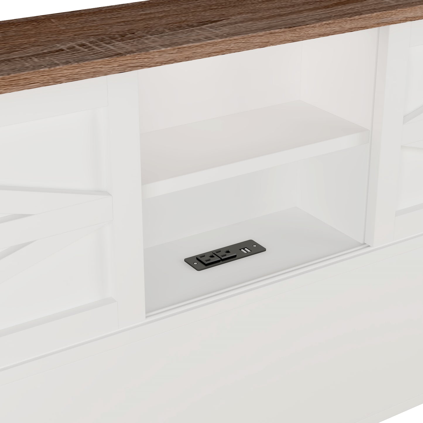 White headboard with builtin USB charging station and outlets