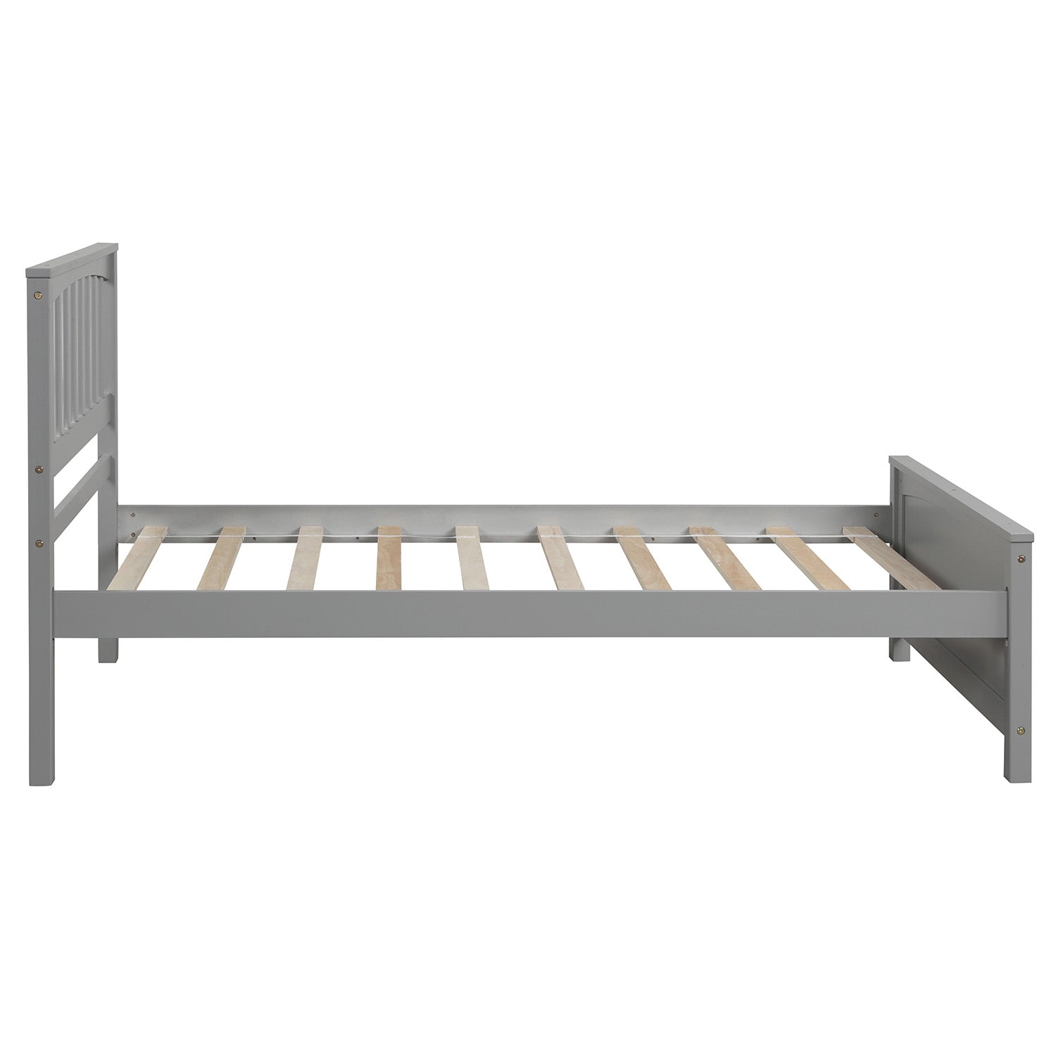 Grey wooden twin bed frame with slatted base modern design Twin bed frame