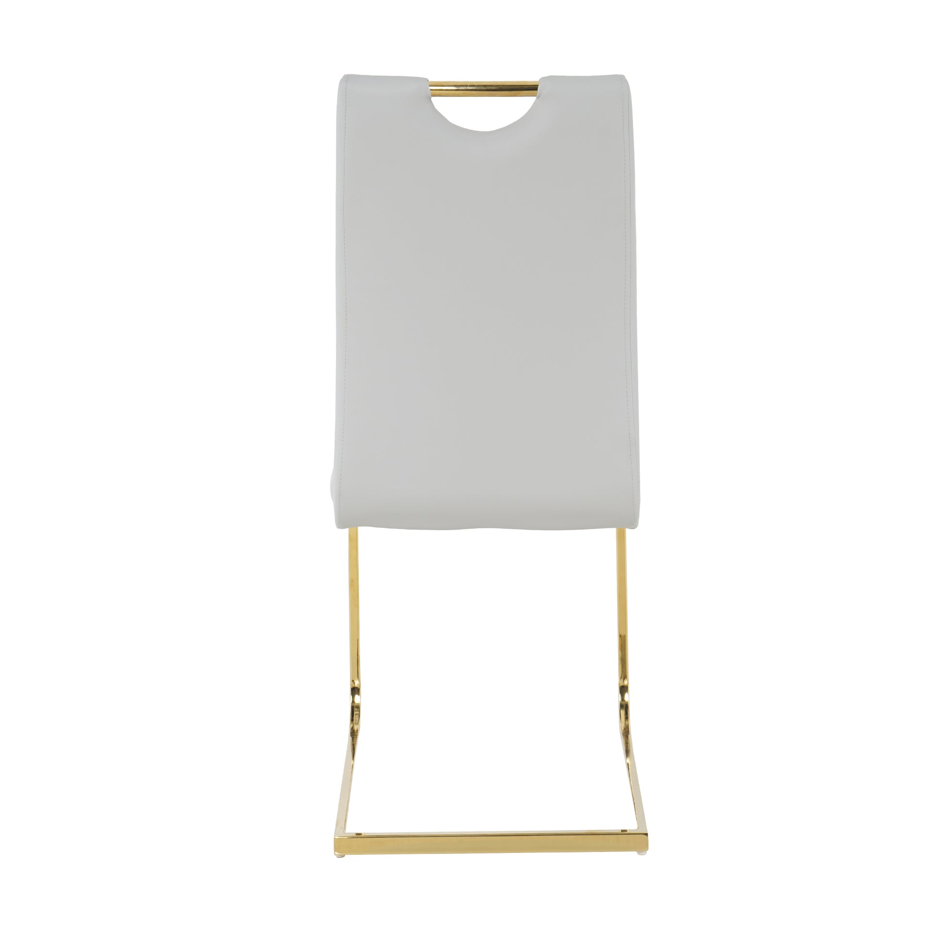 White leather dining chair with gold frame