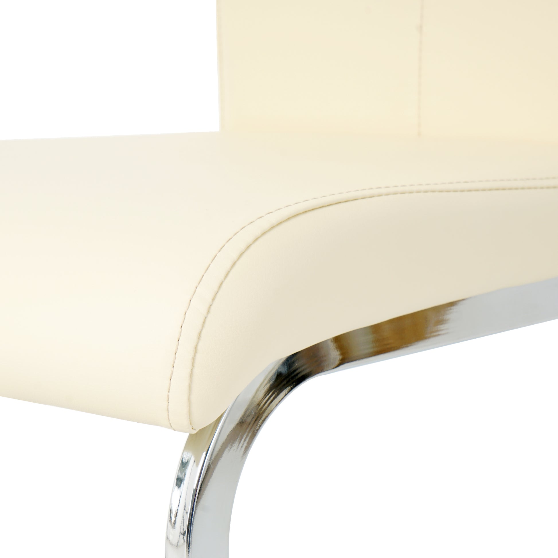 Cream faux leather stool cushion with detailed stitching