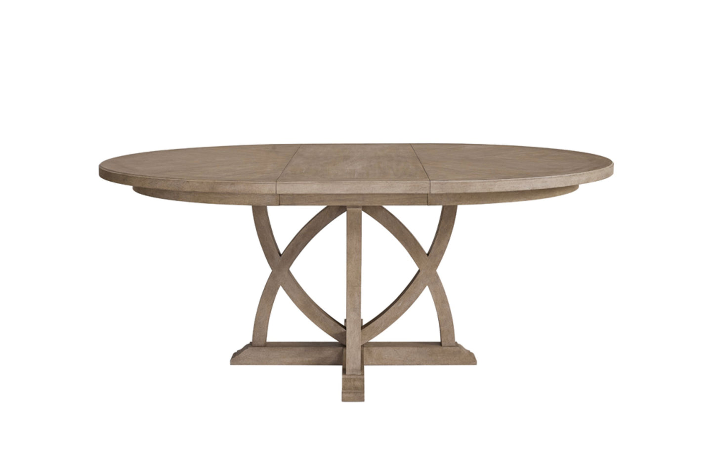 Rustic oak round dining table with a pedestal base
