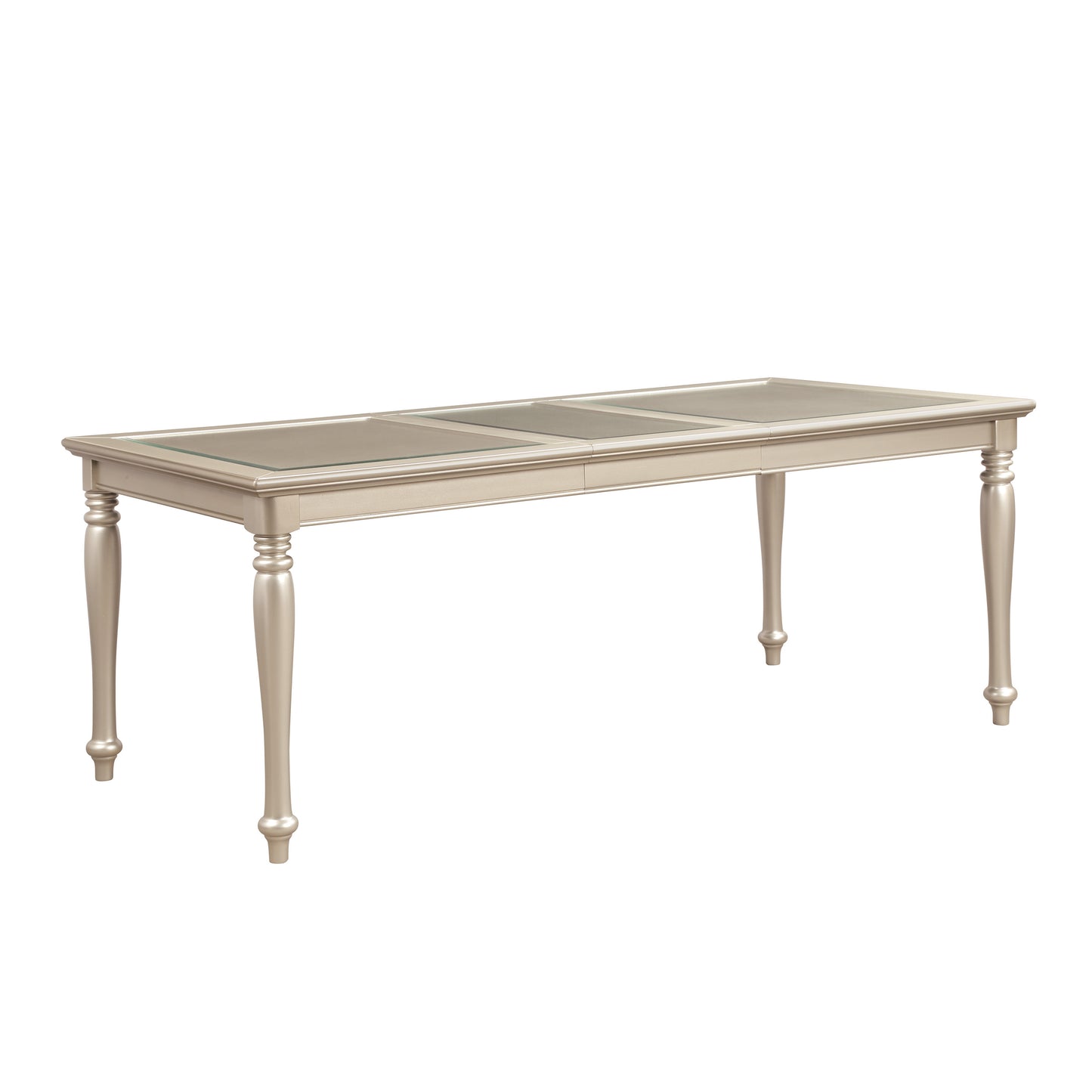 Champagne Extendable Dining Table with Glass Inserts