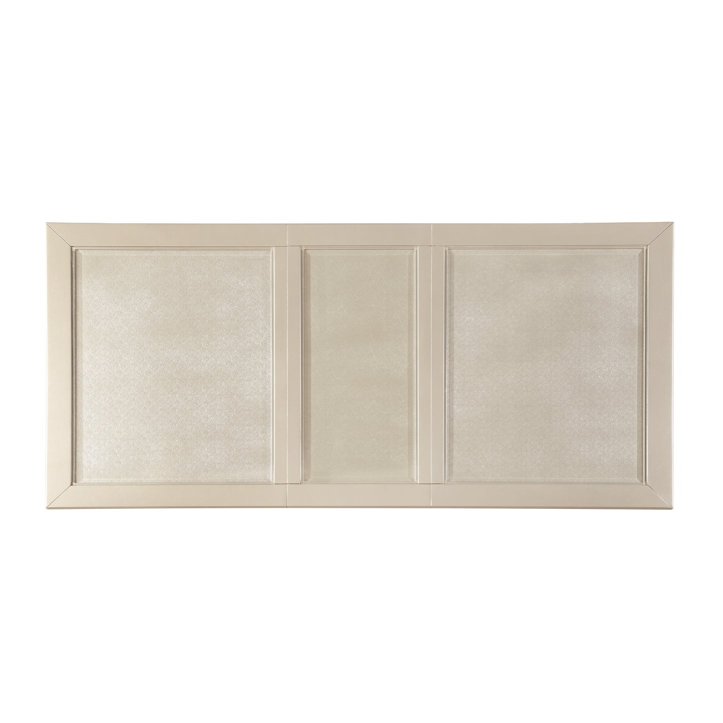 Cream upholstered headboard with three paneled sections