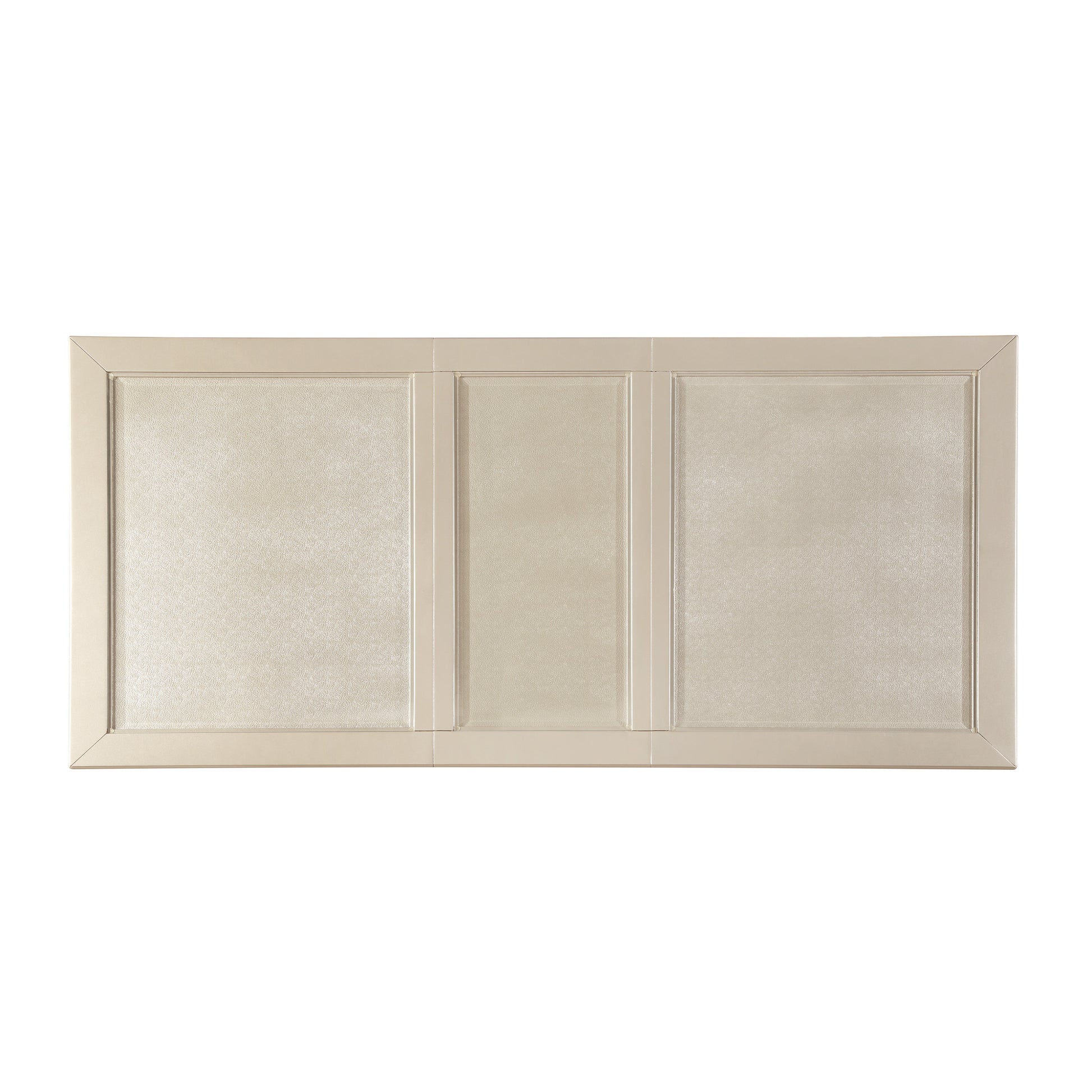Cream upholstered headboard with three paneled sections