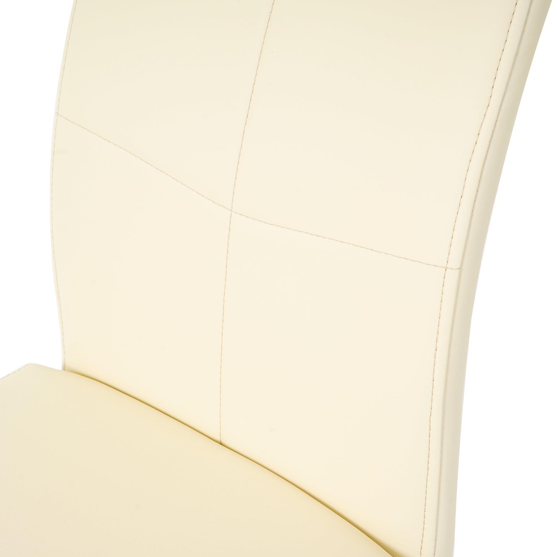 Cream leather dining chair seat with stitched detailing
