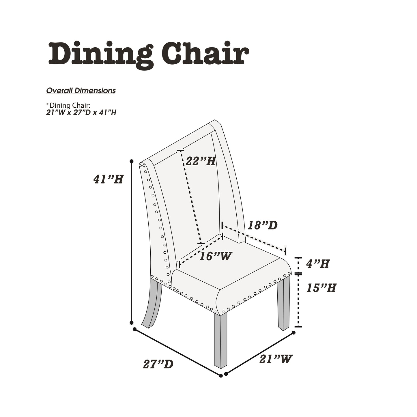 upholstered dining chair dimensions W x D x H