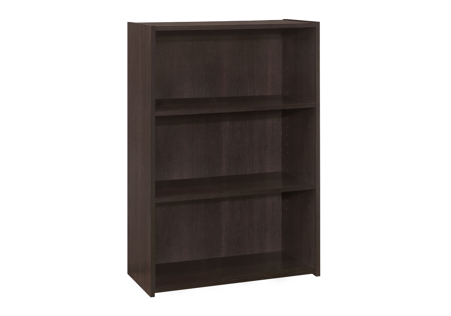 Dark brown wooden shelf bookcase with clean lines