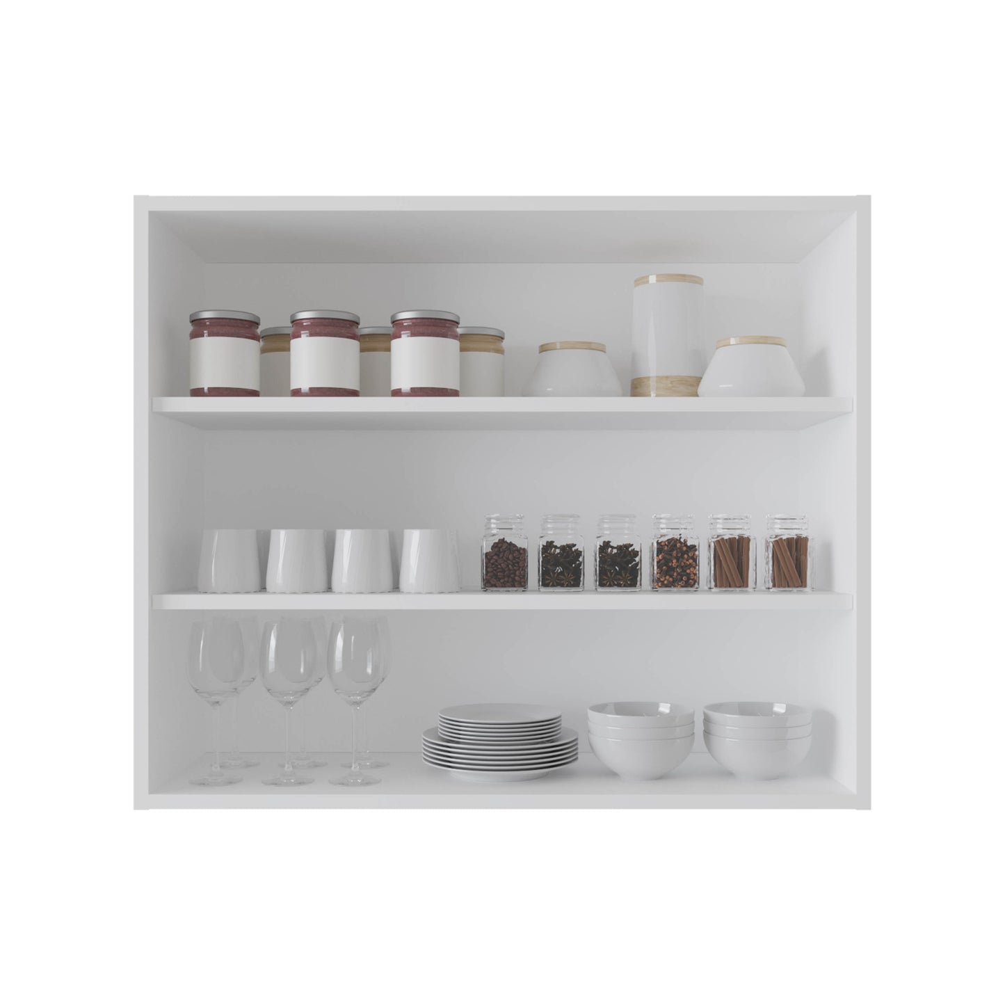 Glass jars with red jam and metal lids
