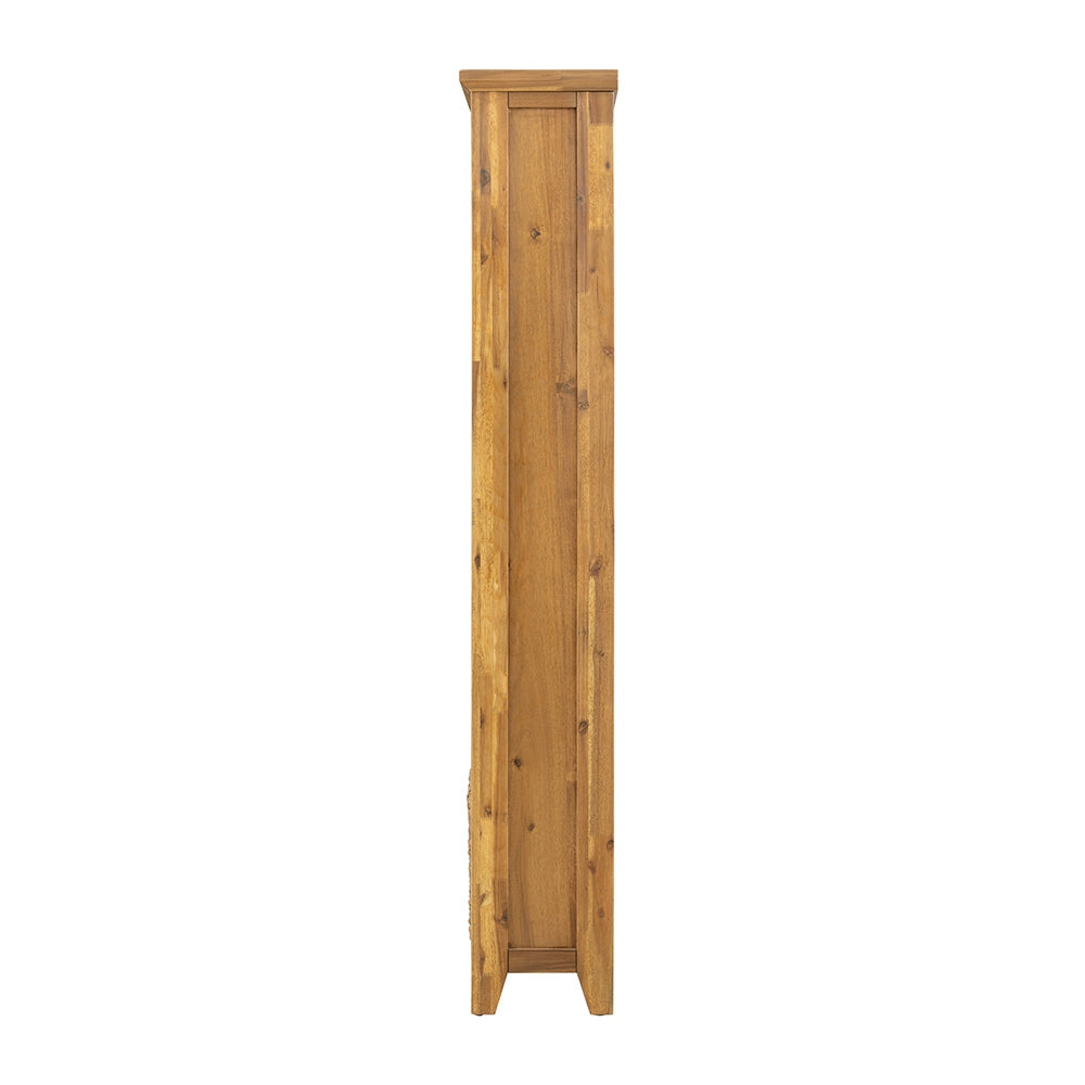 Solid wood bookshelf side view