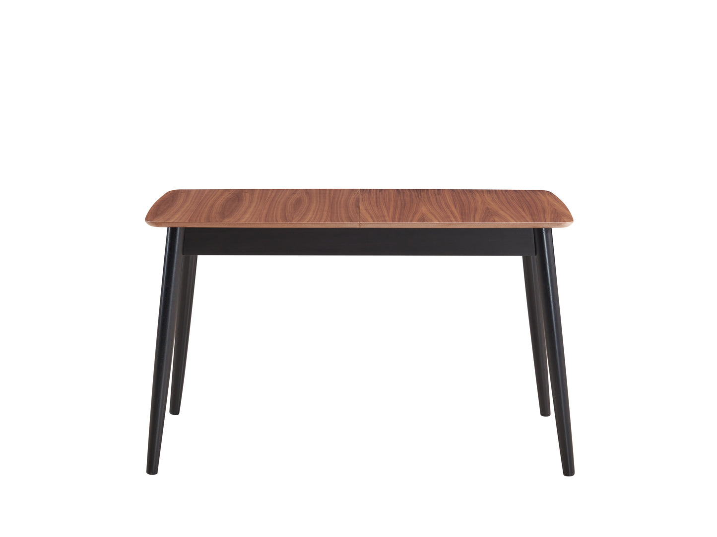 Modern wood dining table with black tapered legs