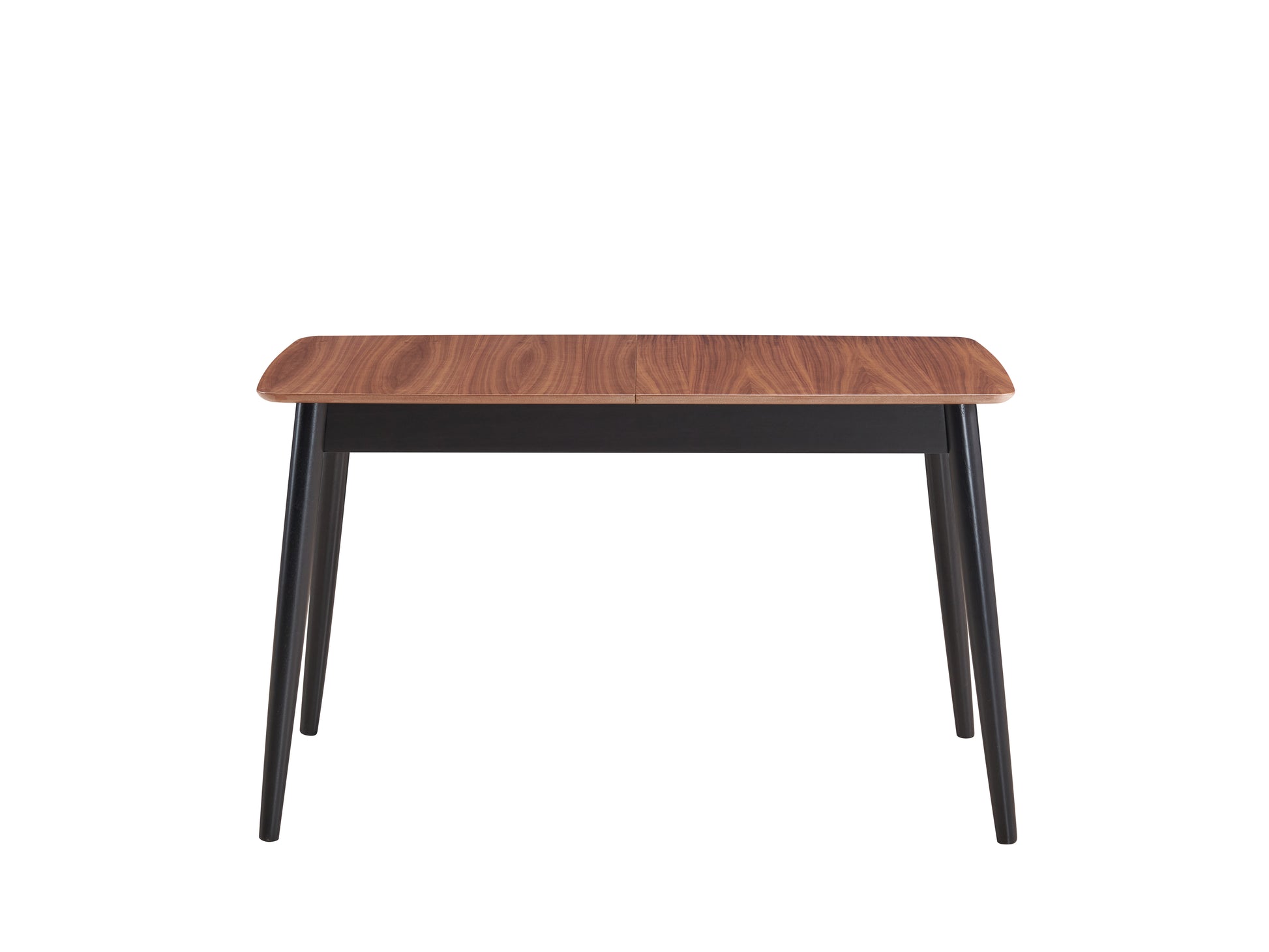 Modern wood dining table with black tapered legs