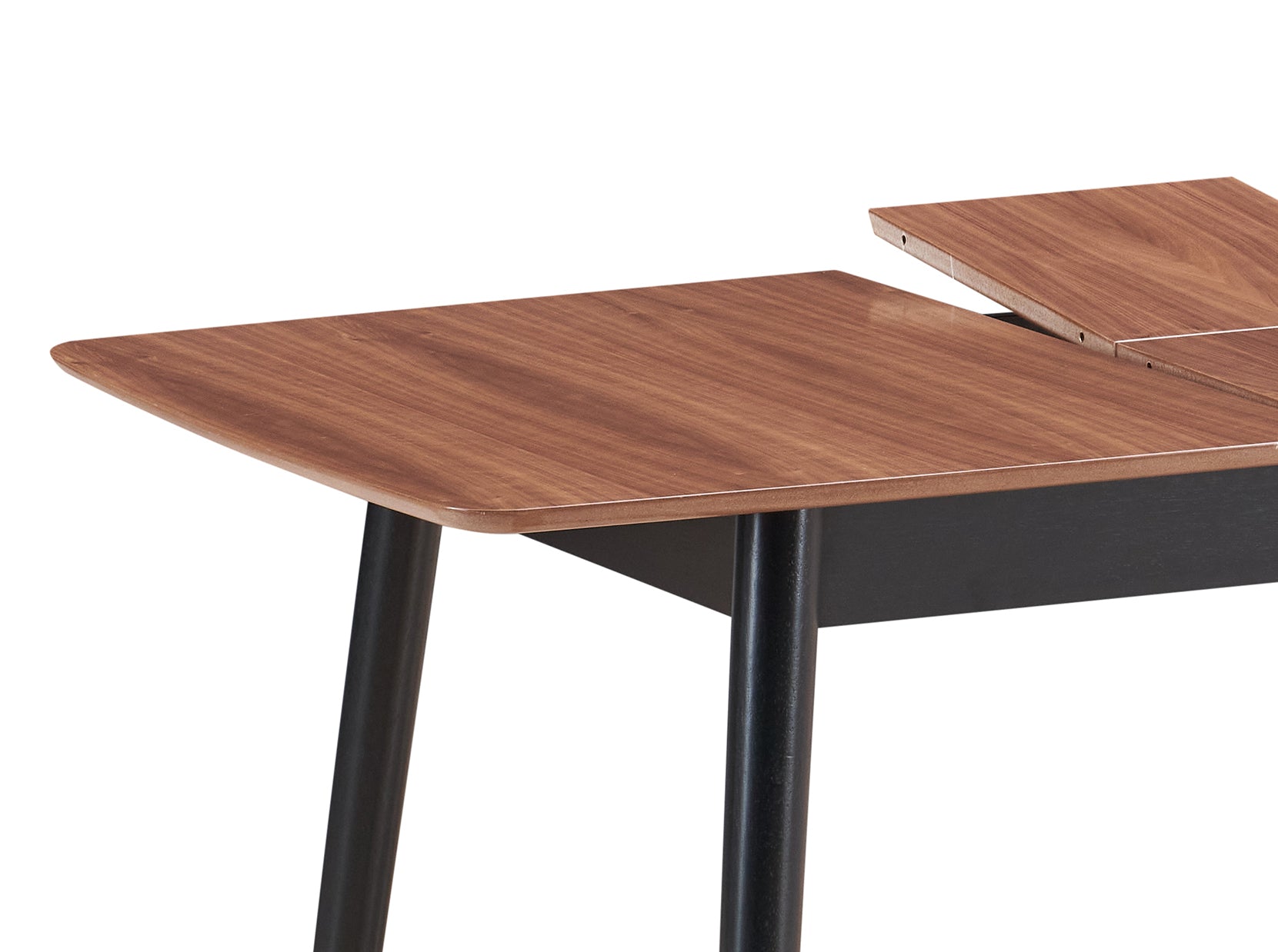 Modern walnut desk with tapered black legs