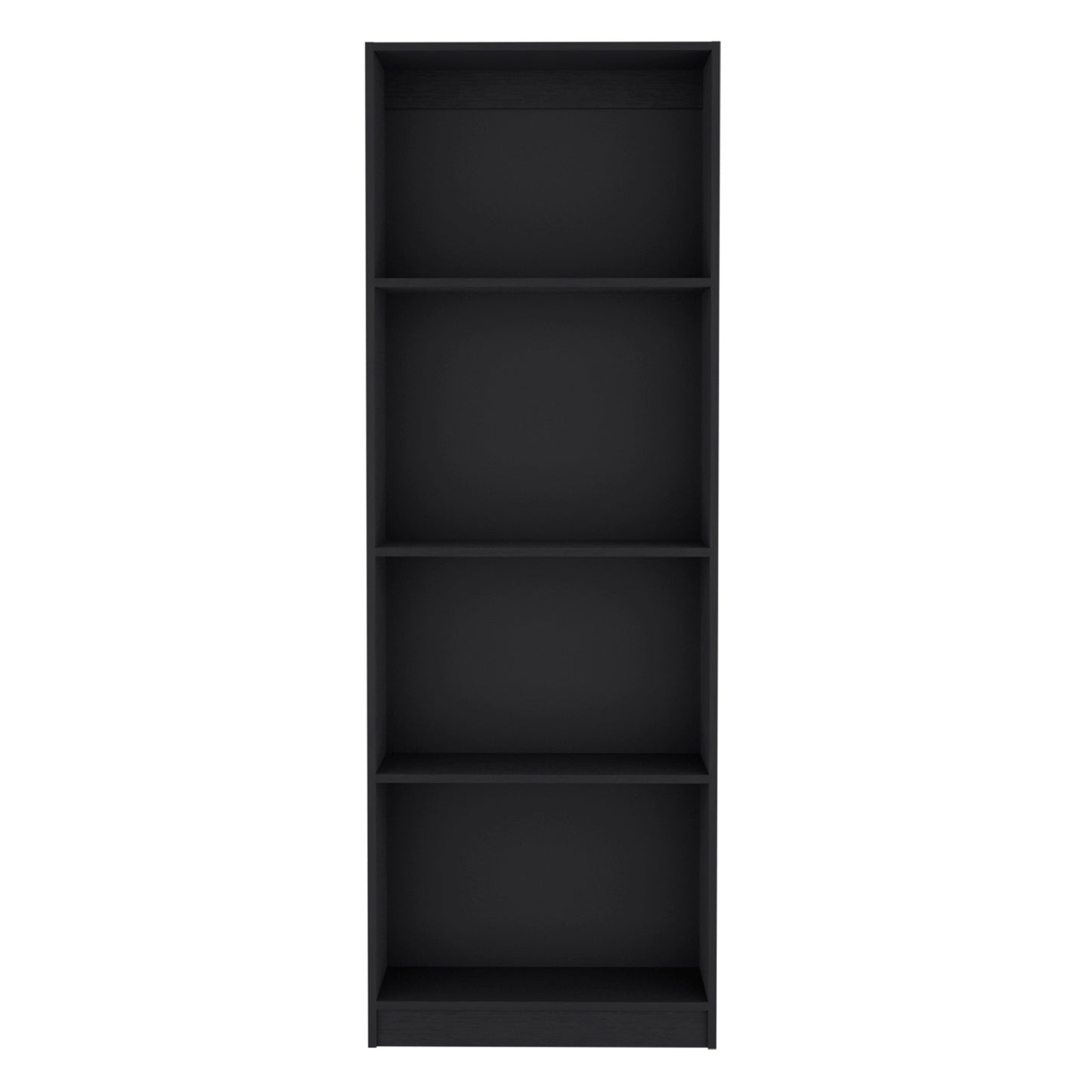 Black fourshelf minimalist bookcase with clean lines