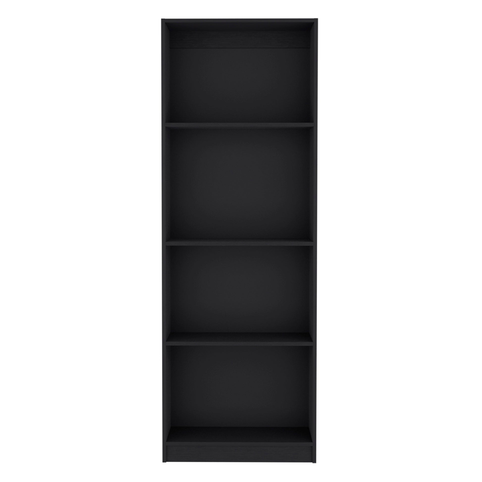 Black fourshelf minimalist bookcase with clean lines