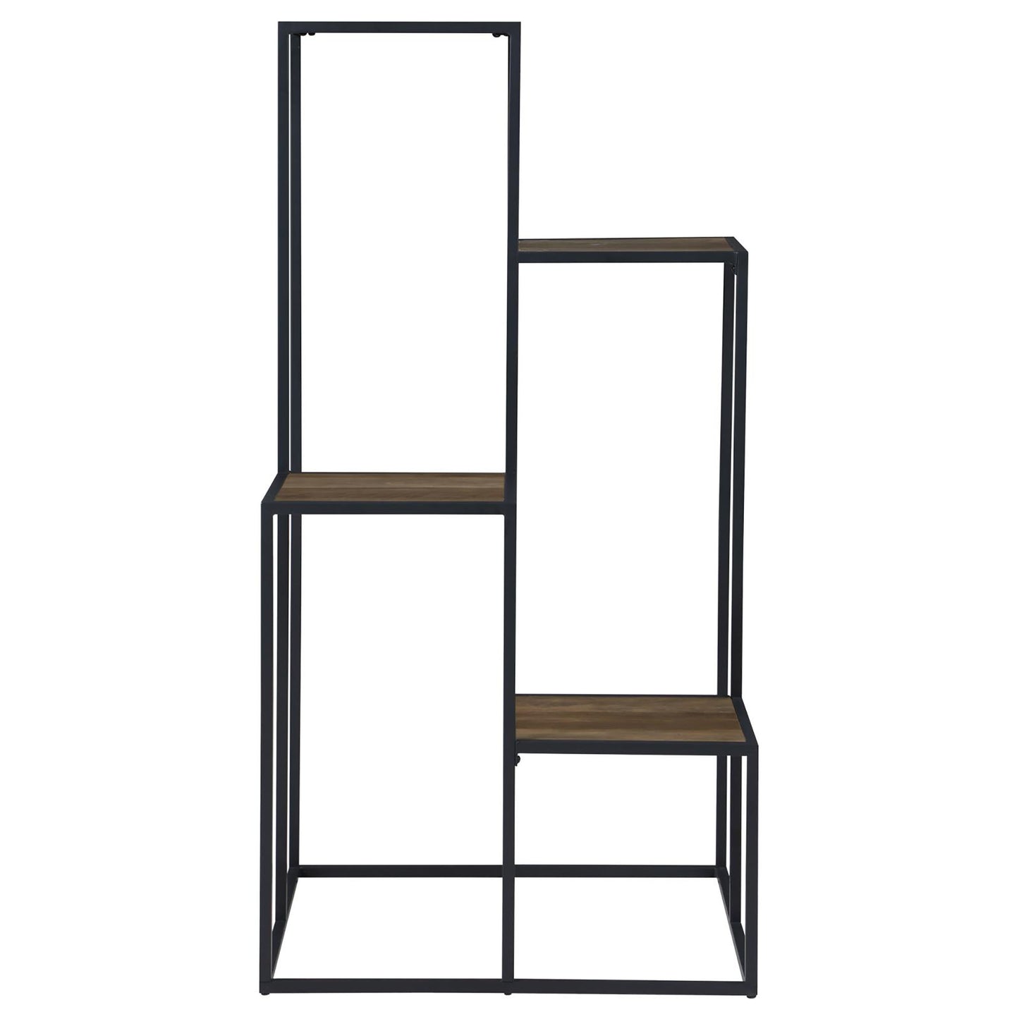 Modern metal and wood tiered display shelf