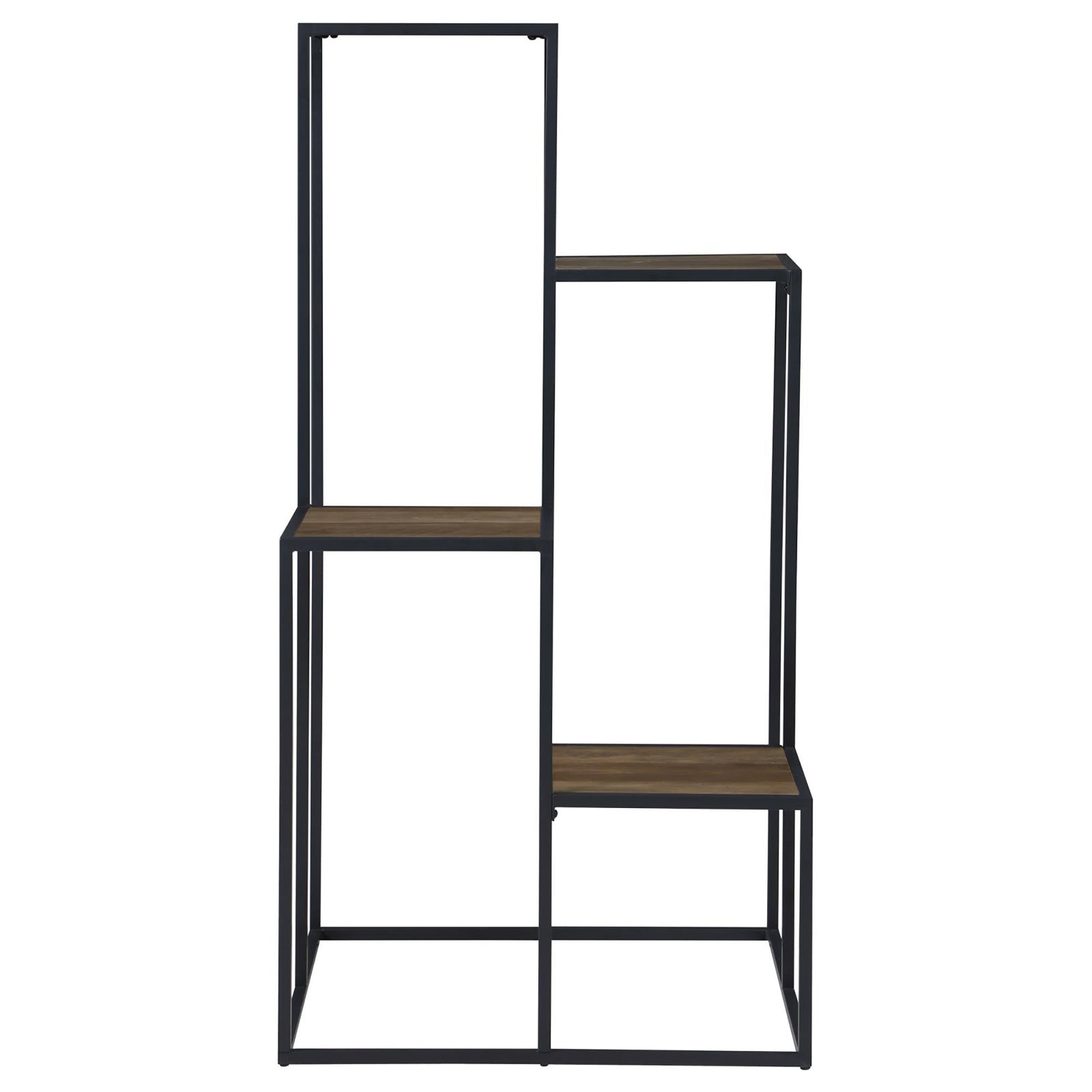 Modern metal and wood tiered display shelf