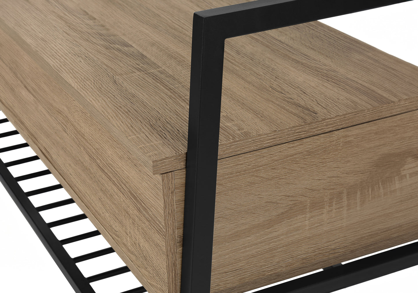 Rustic wood drawer with black metal frame