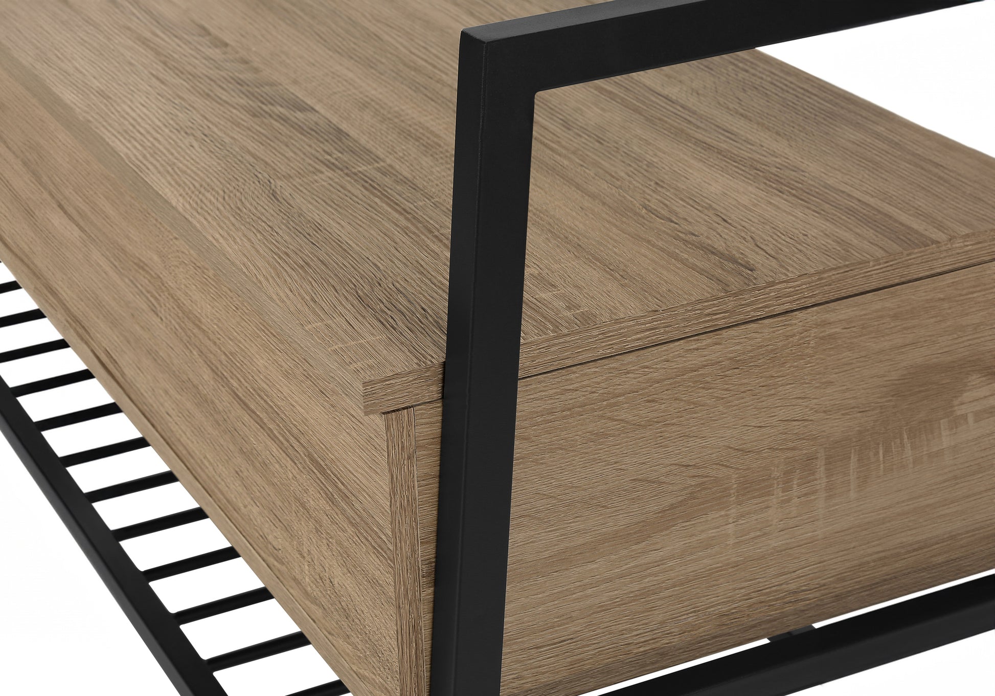 Rustic wood drawer with black metal frame