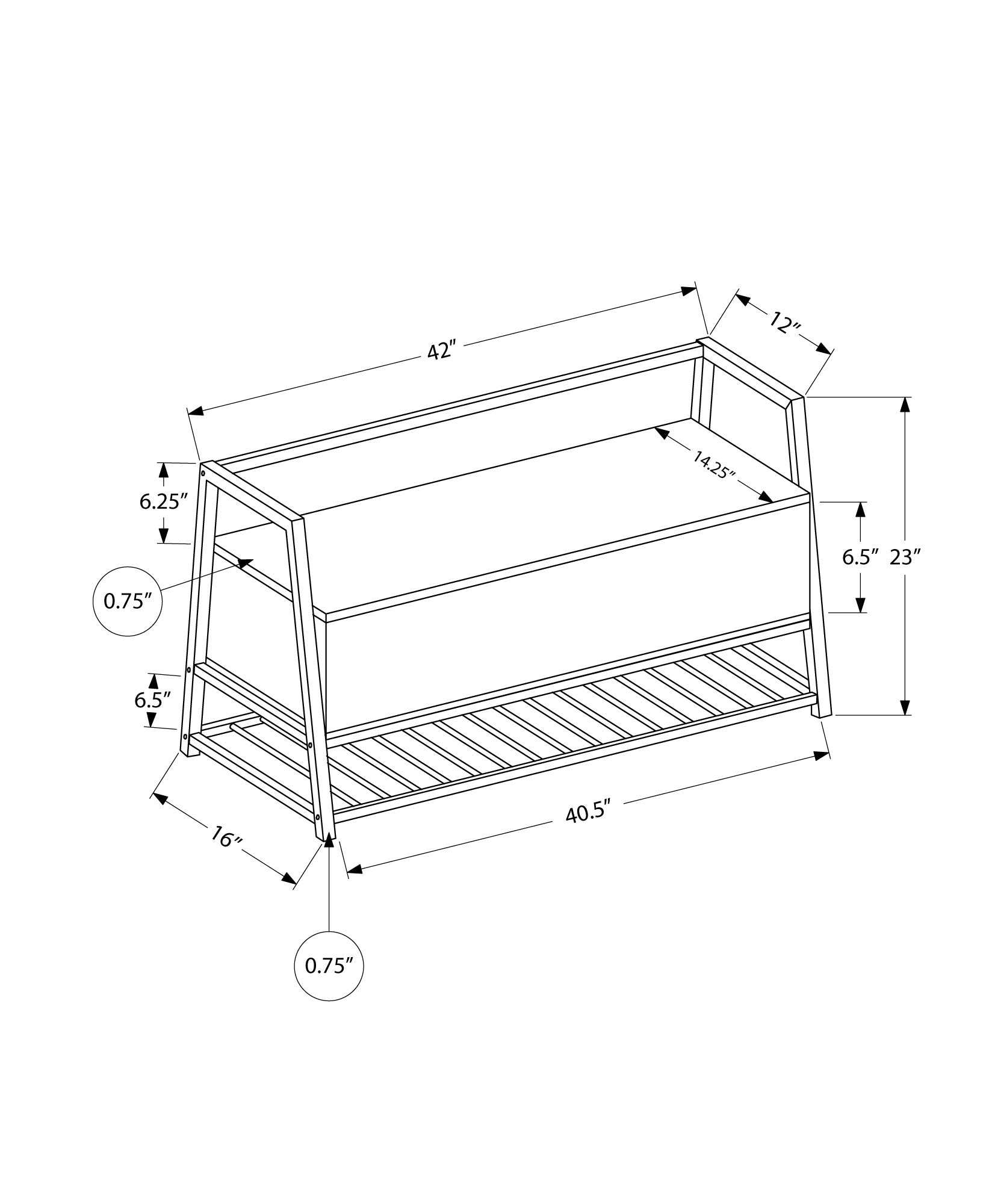 Blueprint diagram of a metal bench with dimensions
