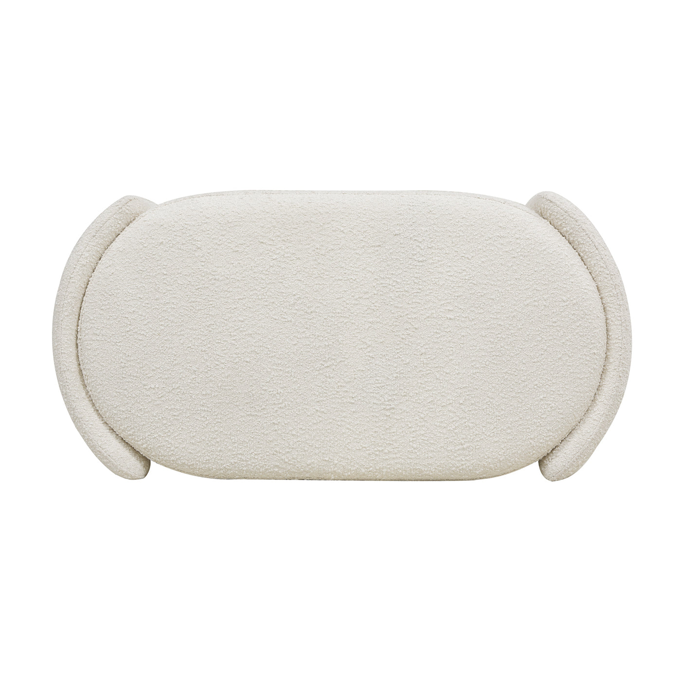 Textured boucle bench in offwhite with curved ends