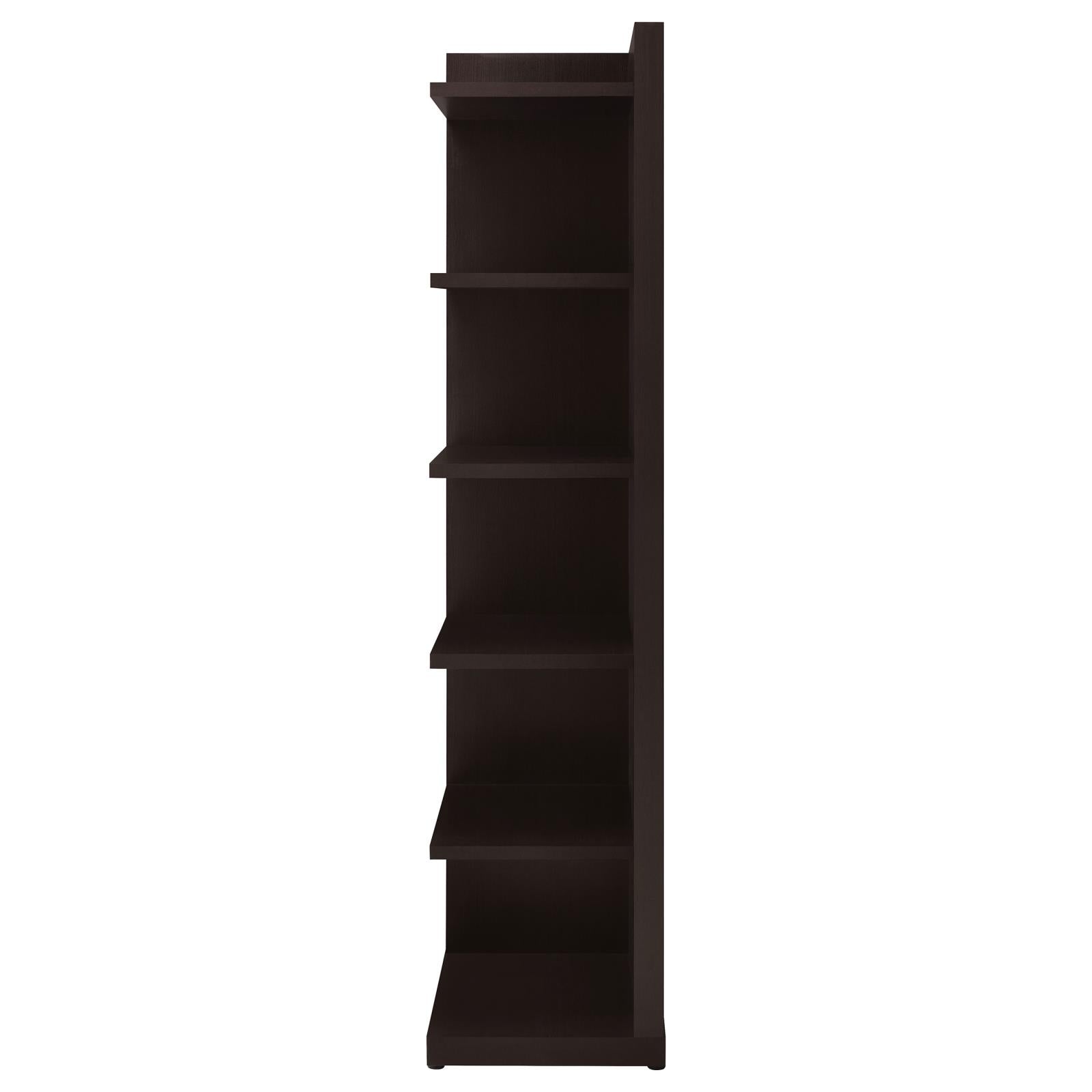 Dark brown fiveshelf bookcase