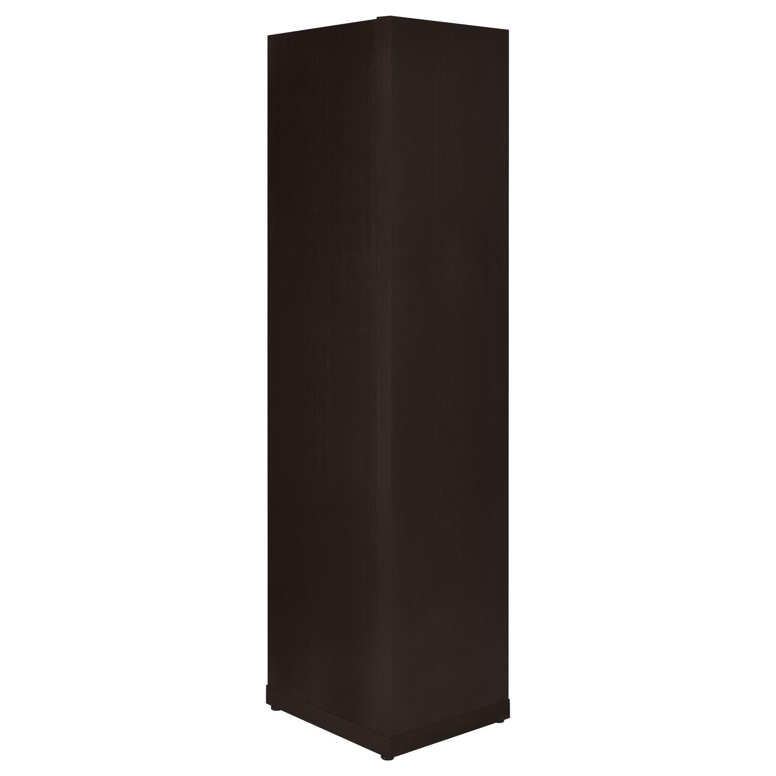 Tall dark brown wood veneer storage cabinet with clean lines
